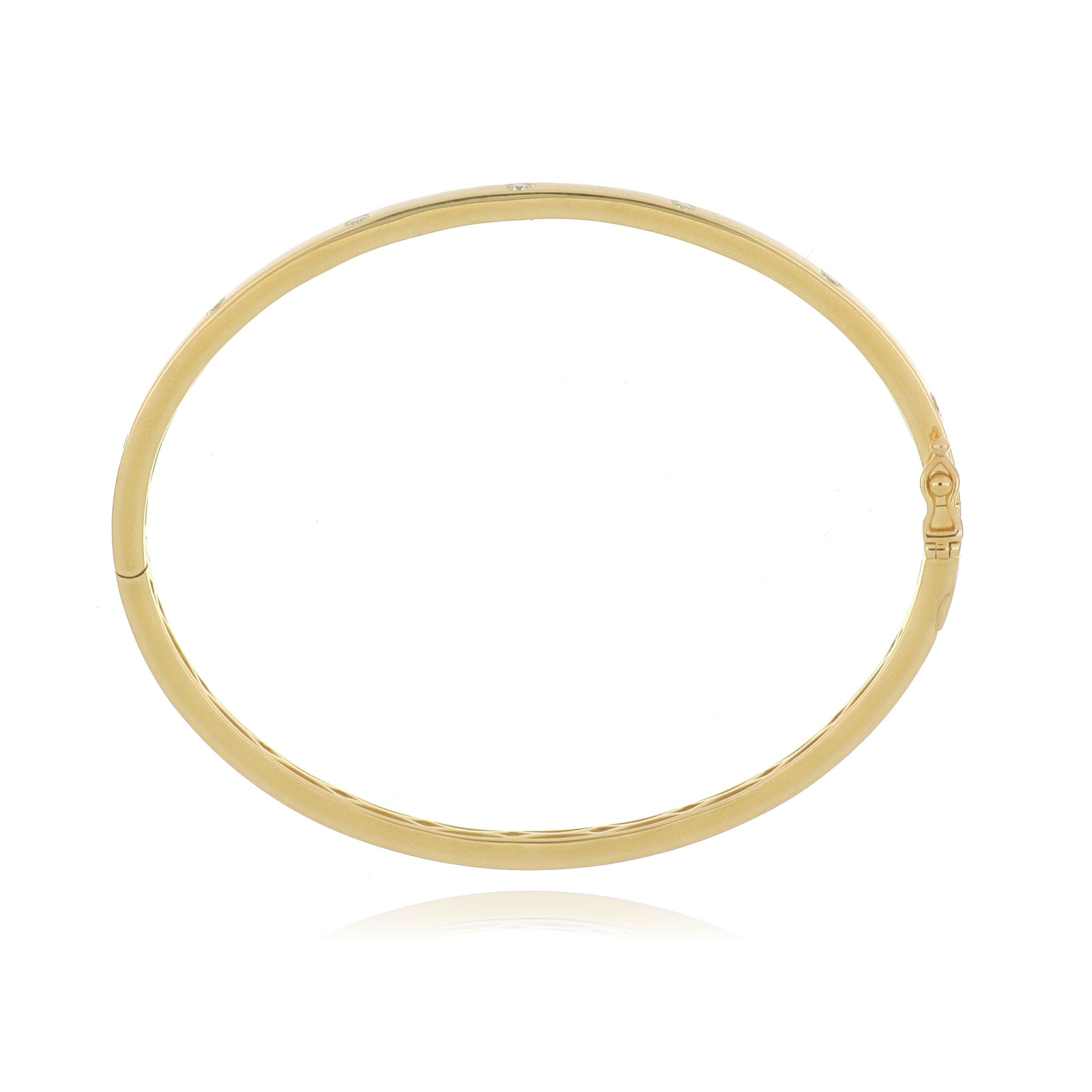 18k Yellow Gold Hinged Diamond Bangle Bracelet