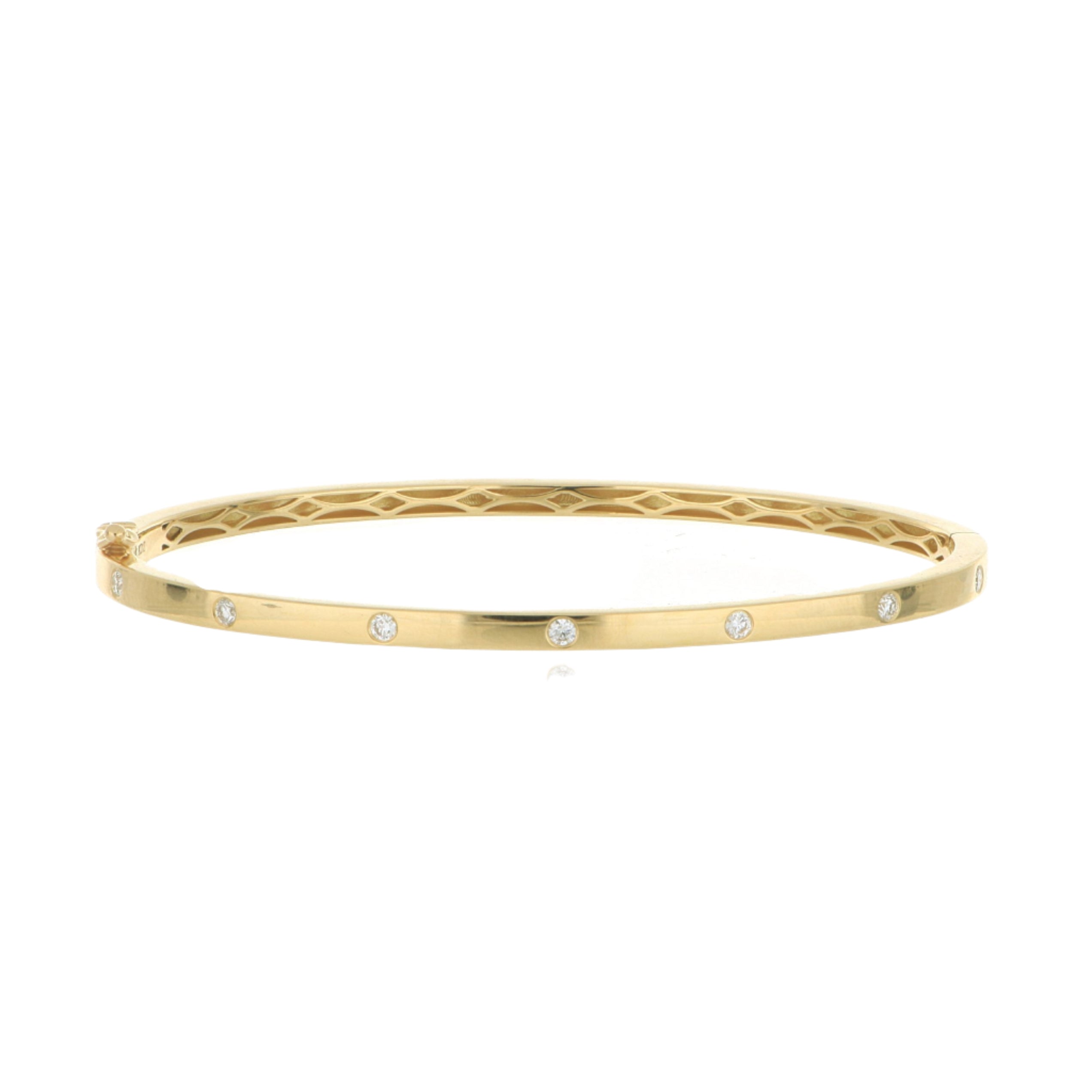 18k Yellow Gold Hinged Diamond Bangle Bracelet