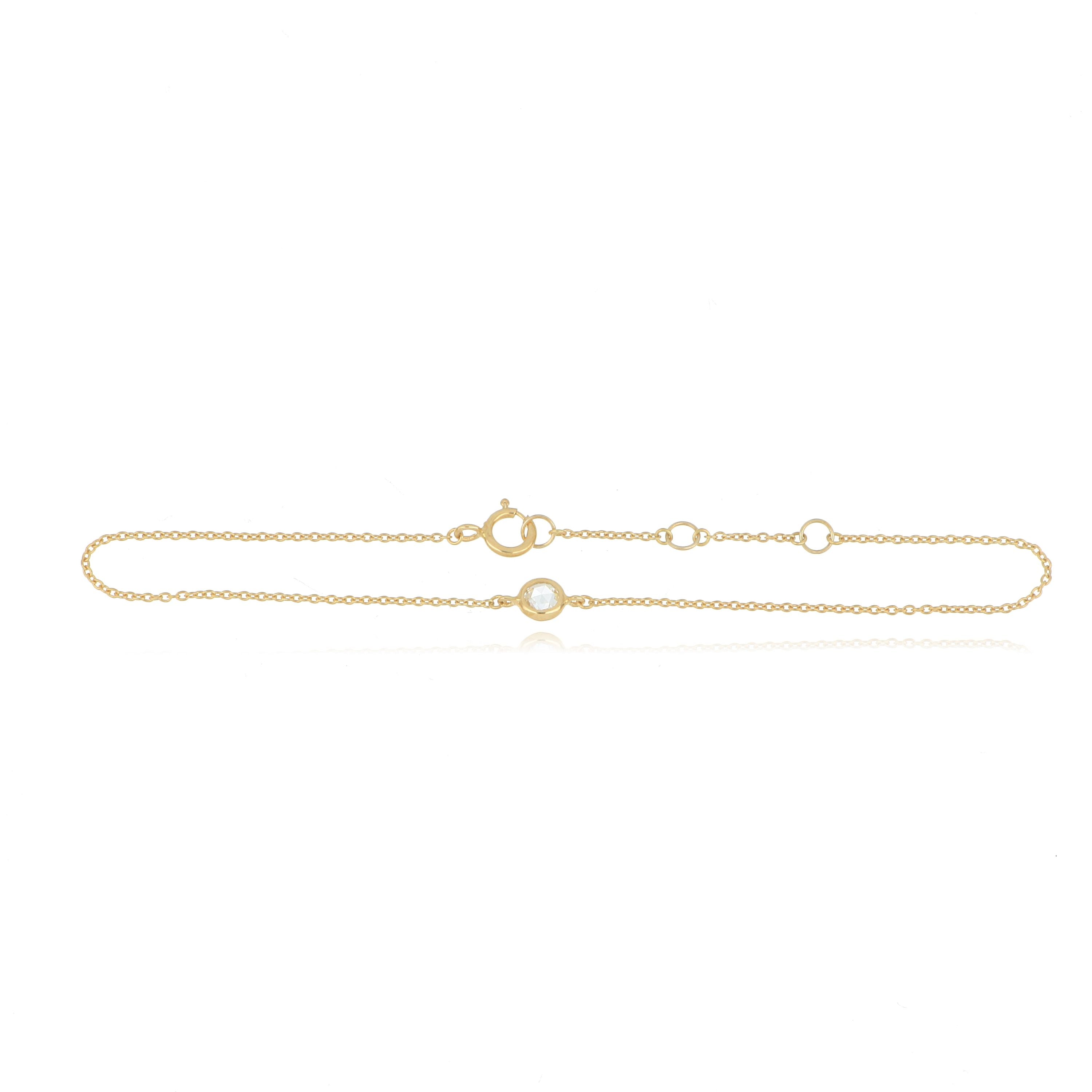 18k Yellow Gold Rose Cut Diamond Bracelet
