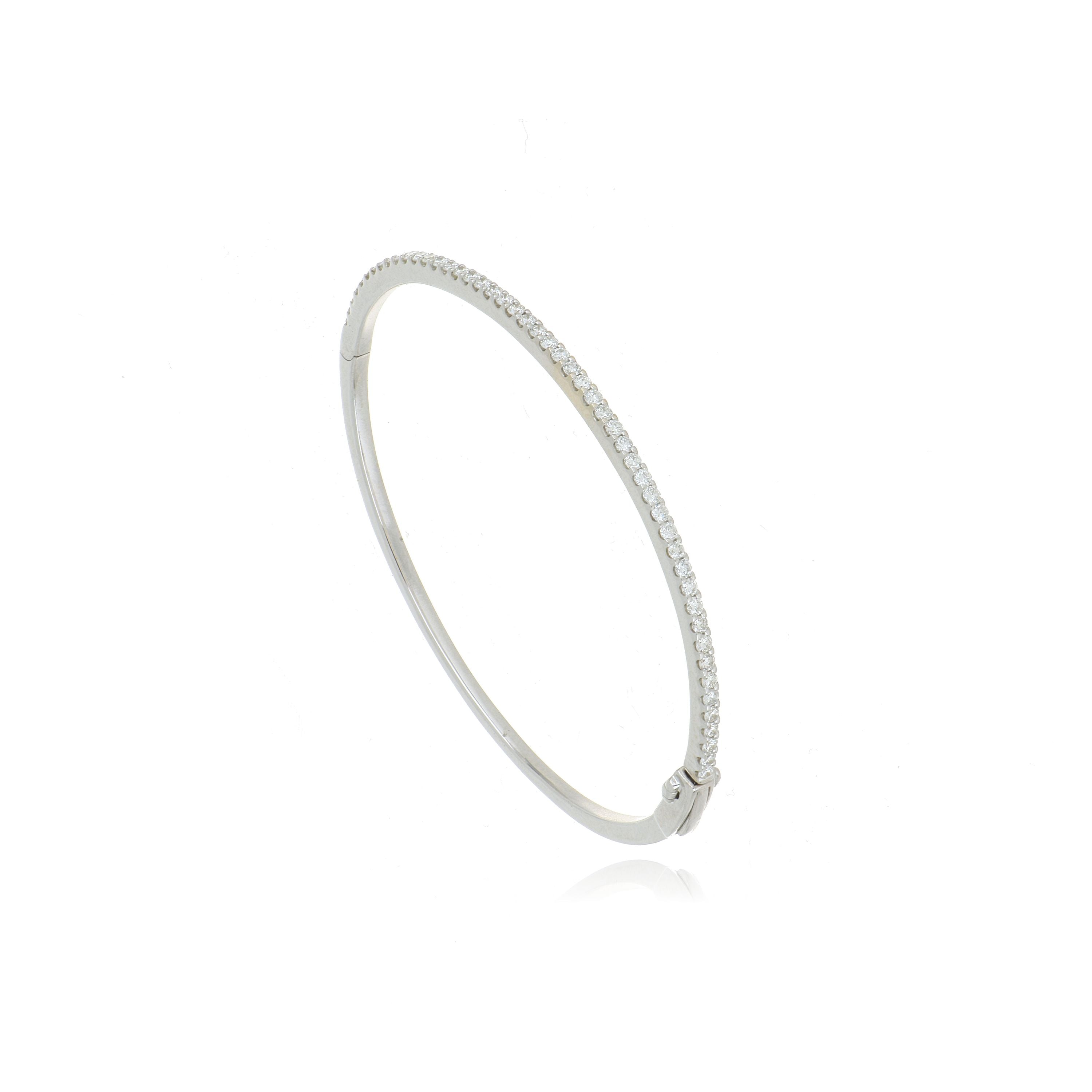 14k White Gold Diamond Bangle