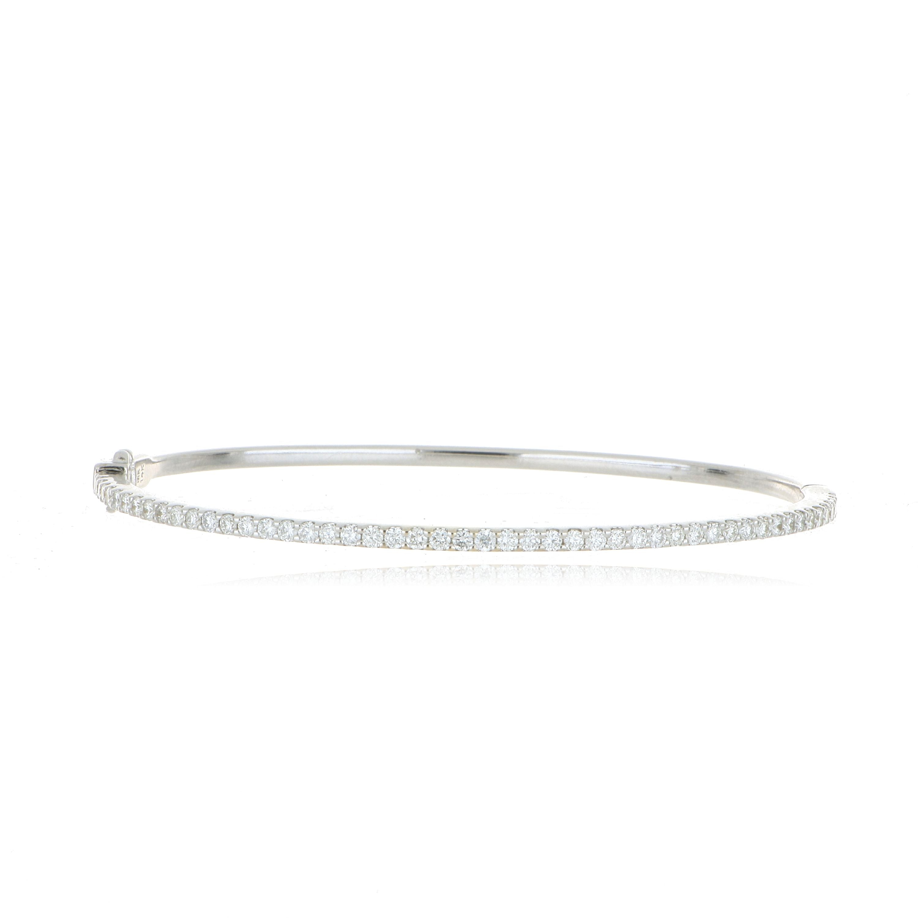 14k White Gold Diamond Bangle