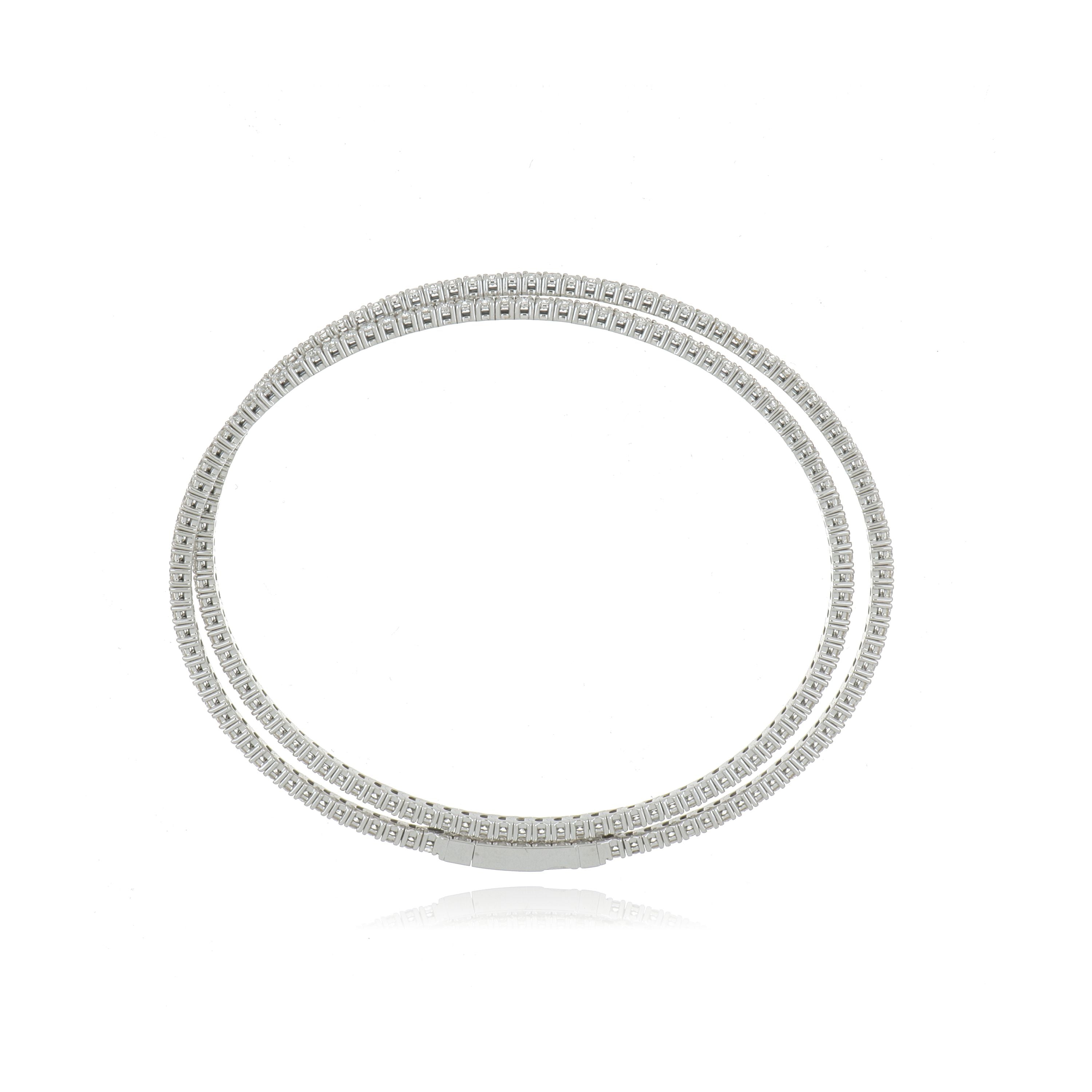 18k White Gold Wrap Around Diamond Tennis Bracelet