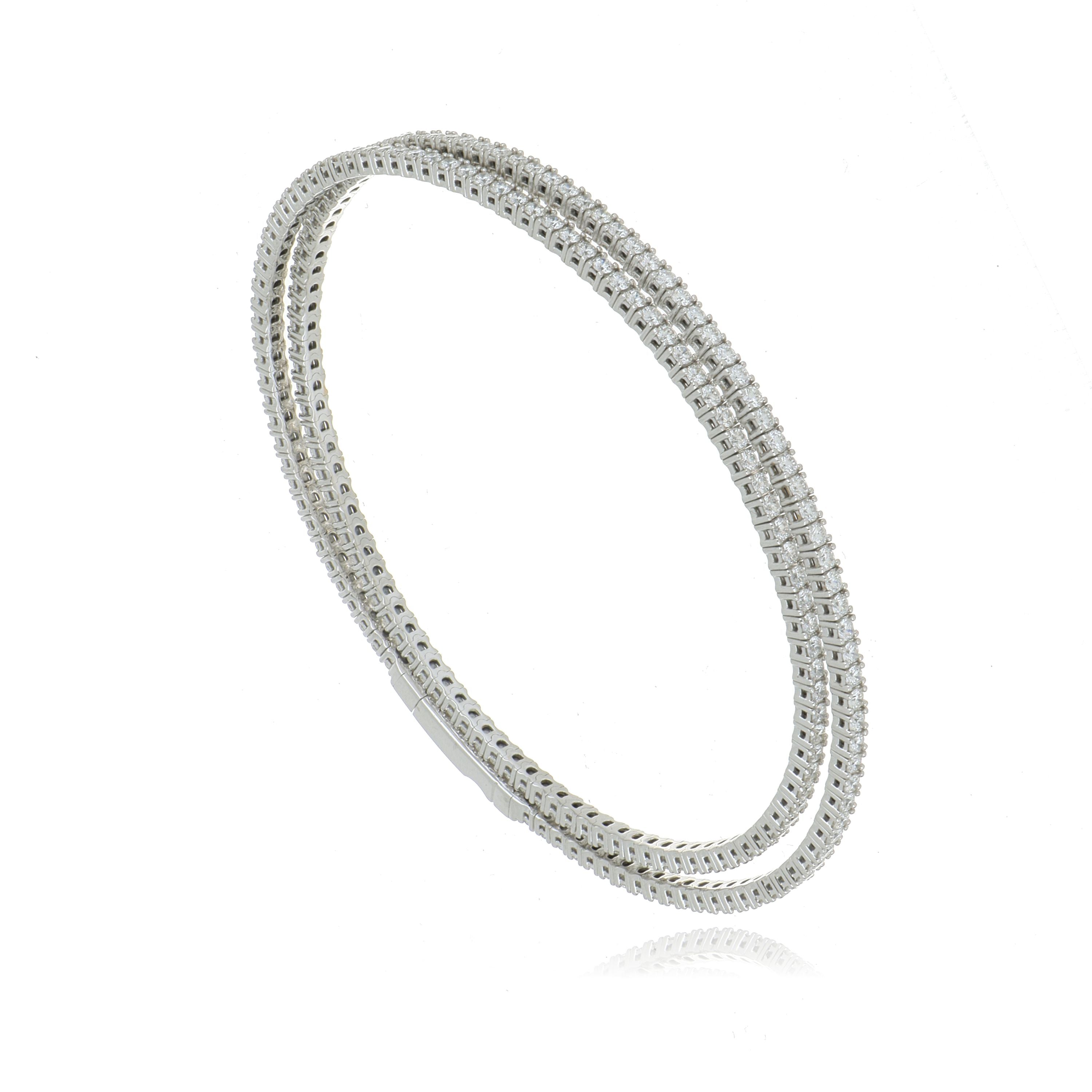 18k White Gold Wrap Around Diamond Tennis Bracelet