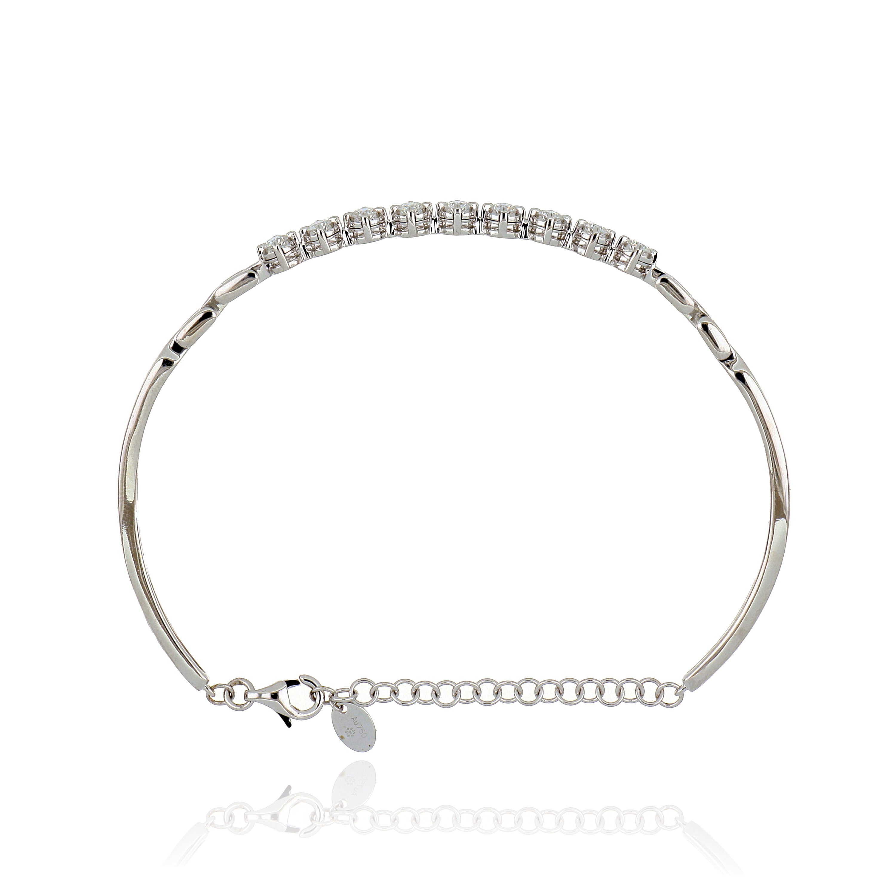 18k White Gold Hinged Diamond Bangle Bracelet - Charles Koll Jewelers