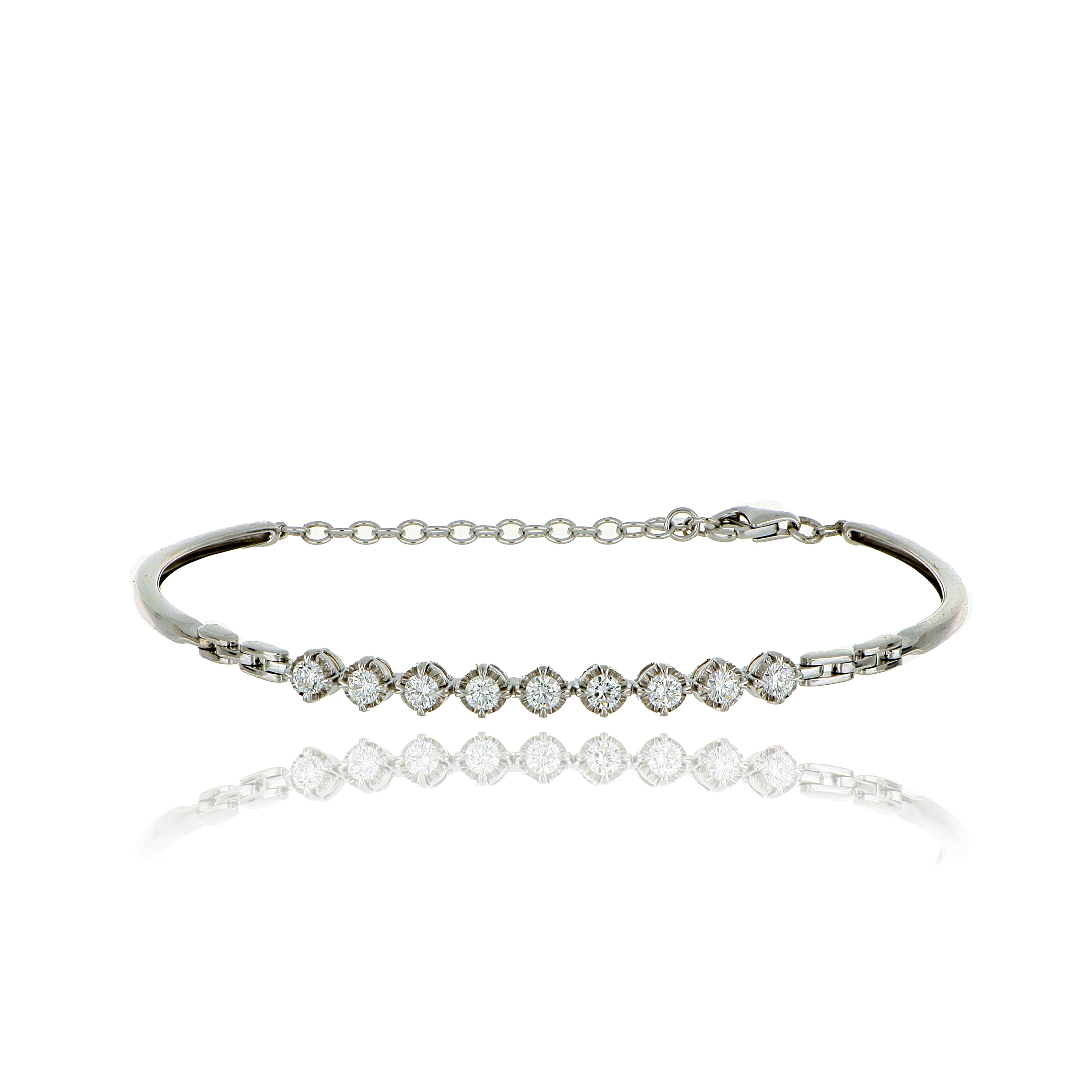 18k White Gold Hinged Diamond Bangle Bracelet - Charles Koll Jewelers