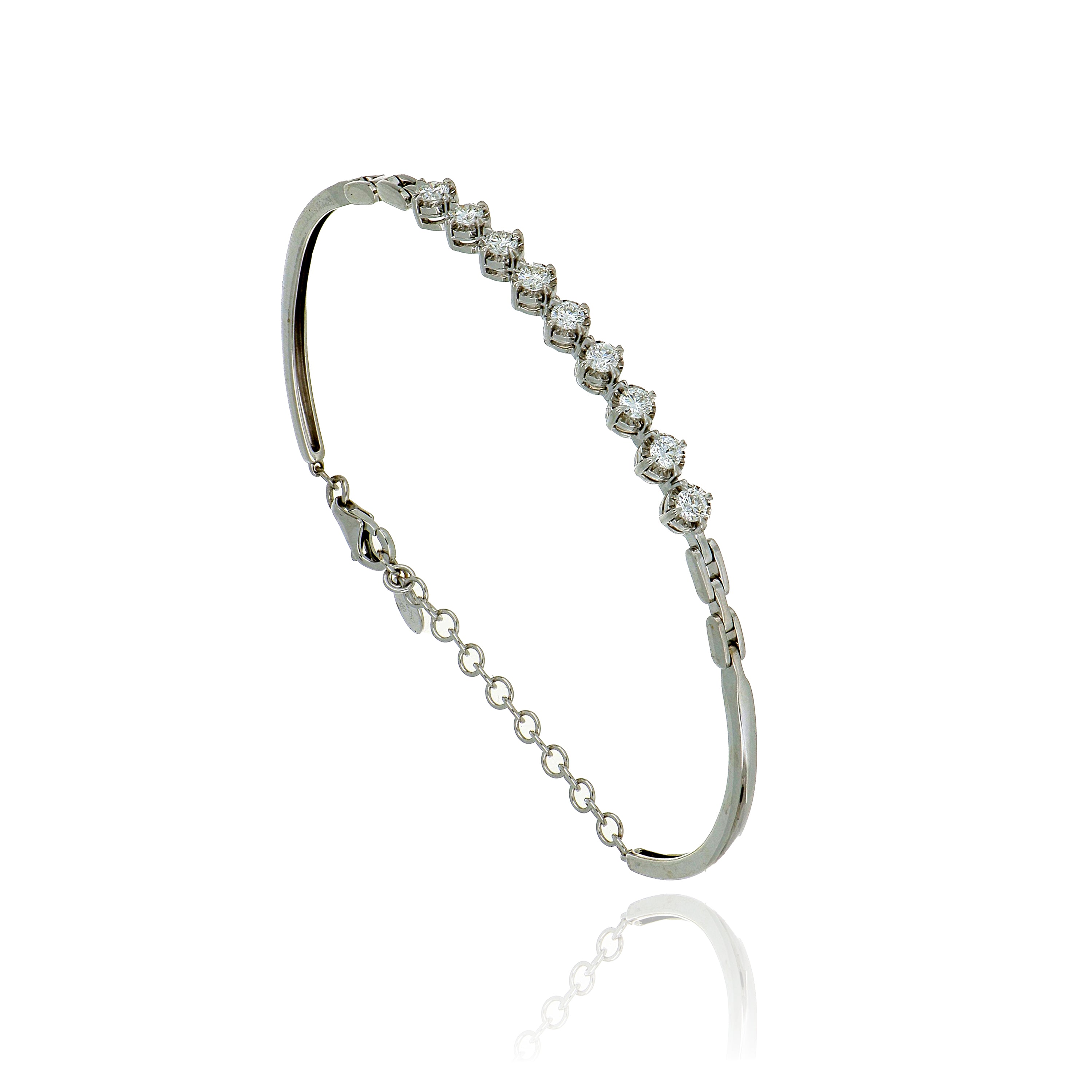 18k White Gold Hinged Diamond Bangle Bracelet - Charles Koll Jewelers