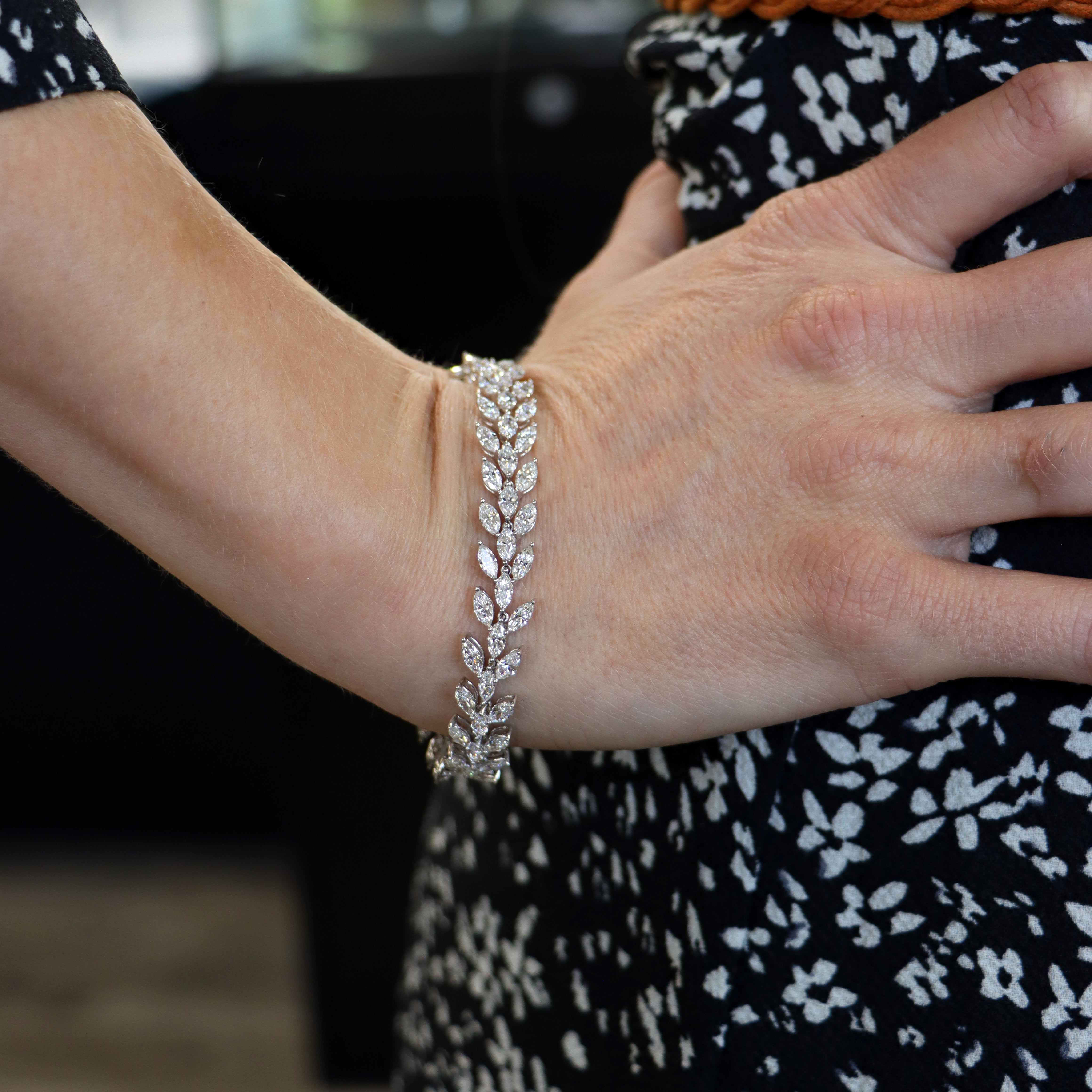 18k White Gold Diamond Vine Bracelet