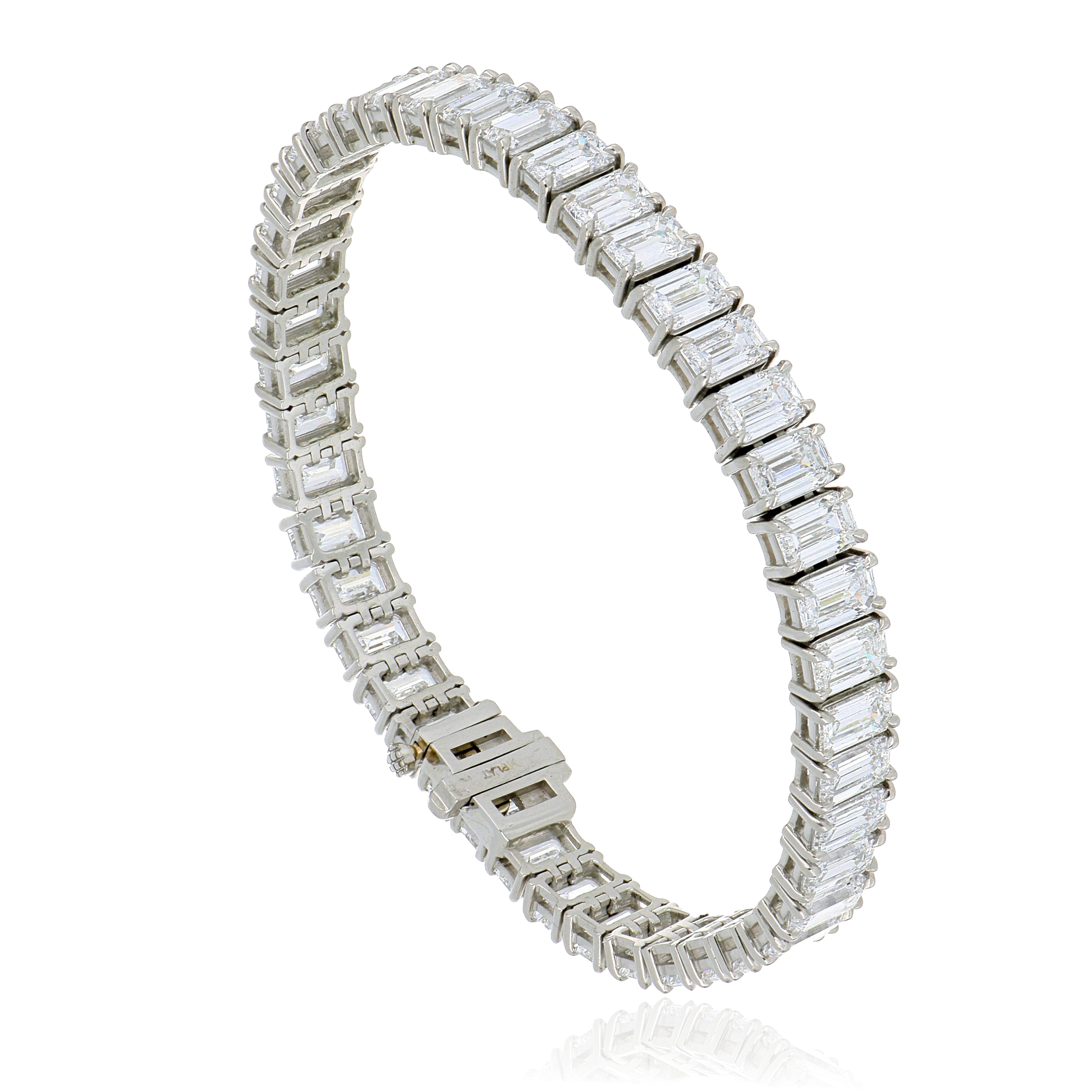 Platinum Emerald Cut Diamond Tennis Bracelet