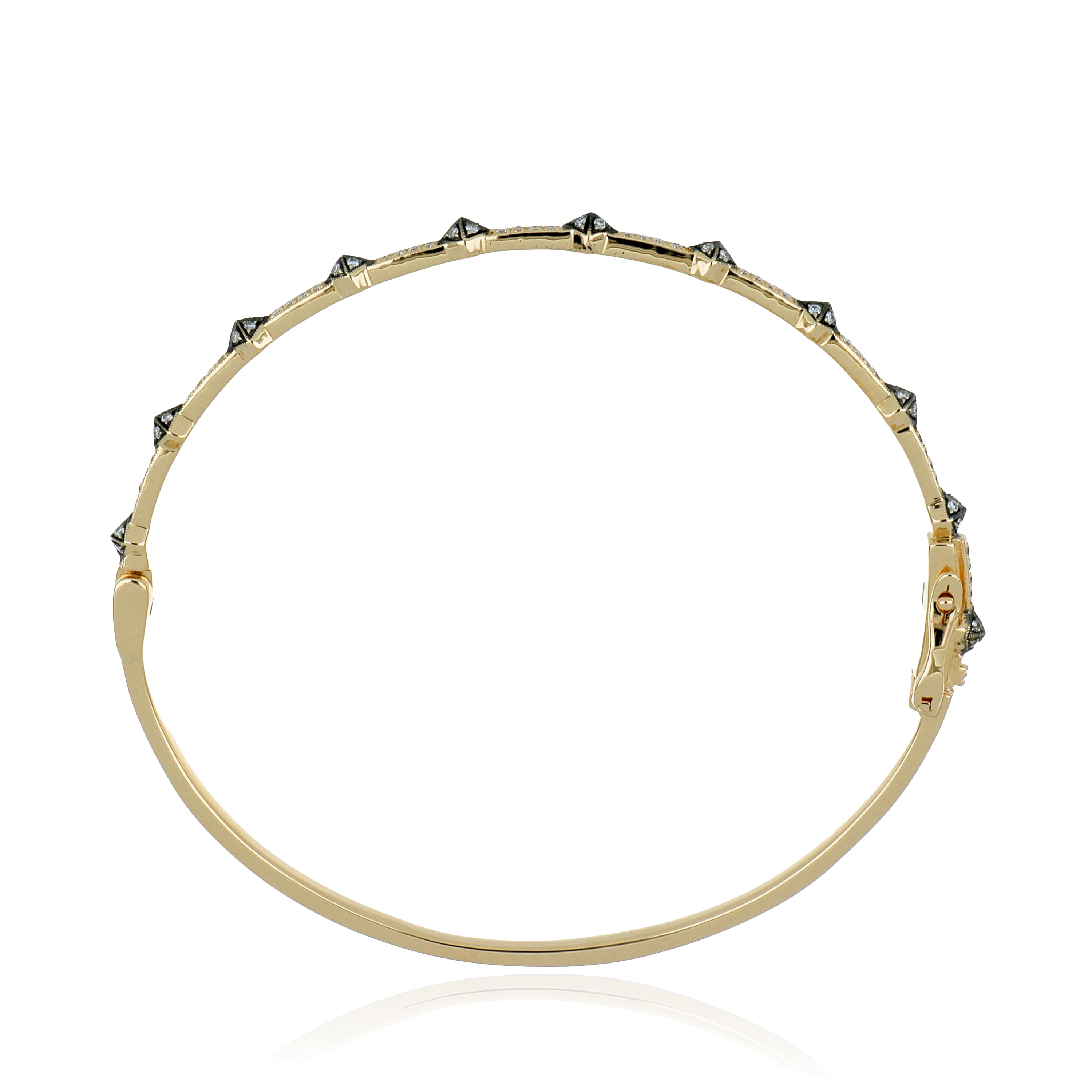 14k Yellow Gold Diamond Bangle Bracelet - Charles Koll Jewelers