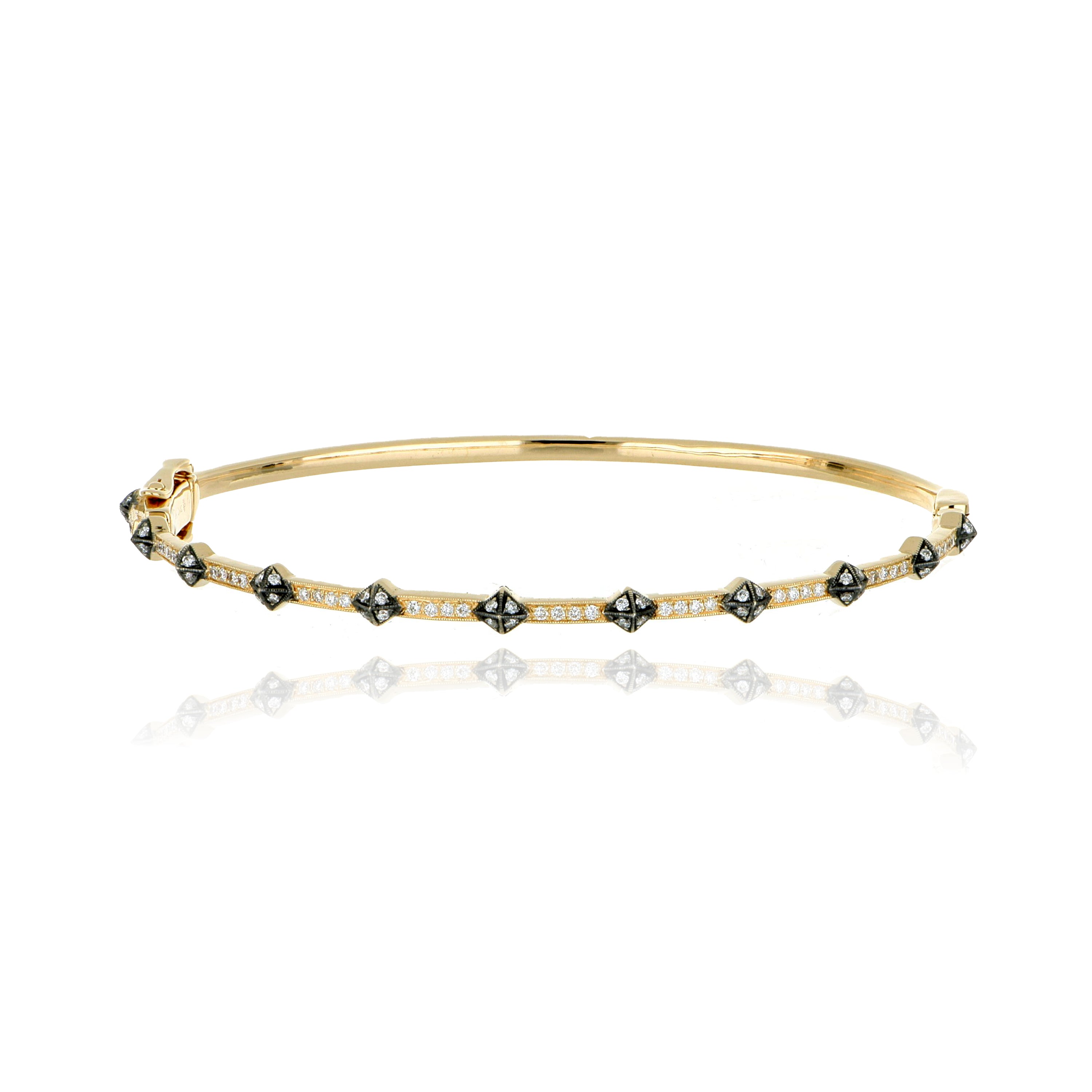 14k Yellow Gold Diamond Bangle Bracelet - Charles Koll Jewelers