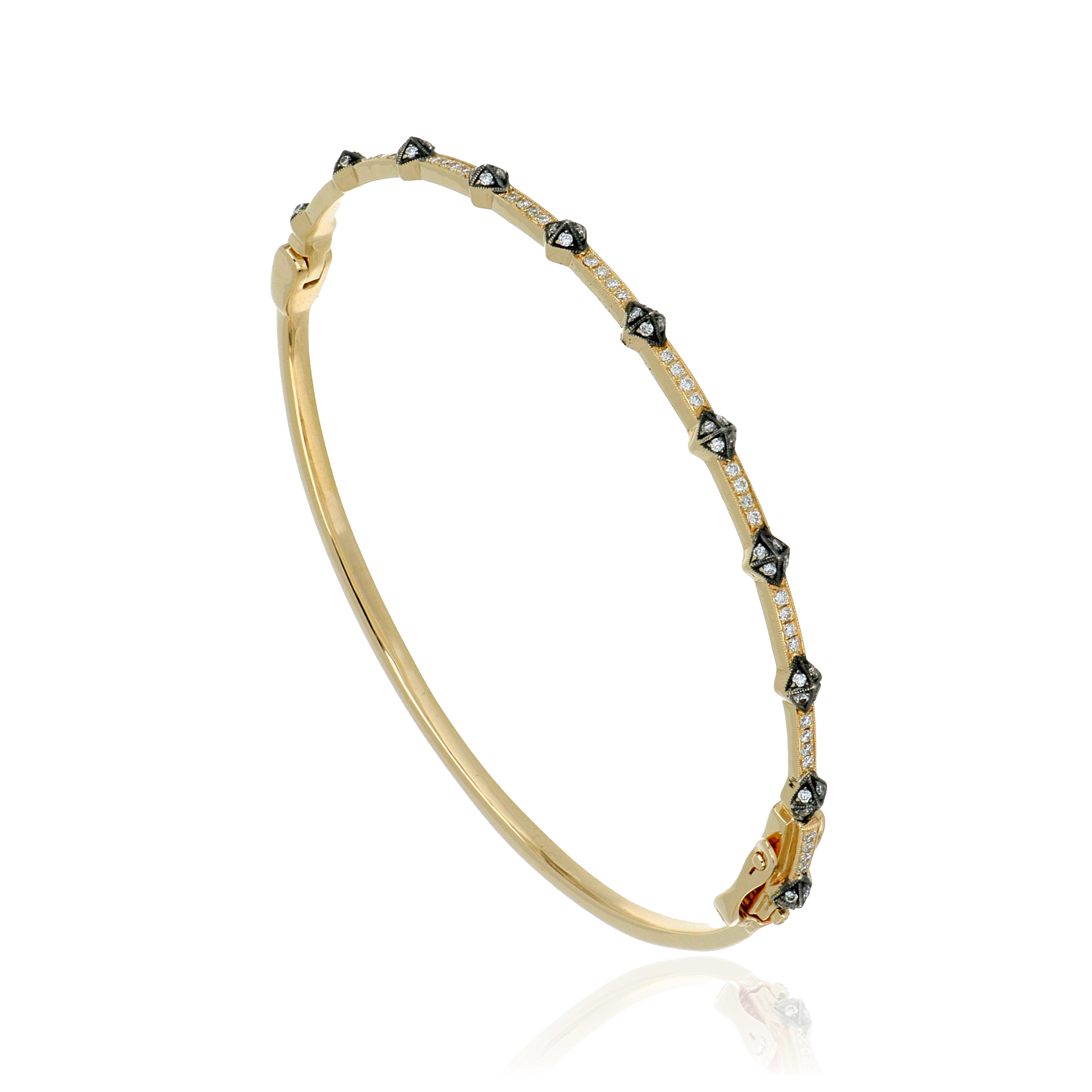 14k Yellow Gold Diamond Bangle Bracelet - Charles Koll Jewelers