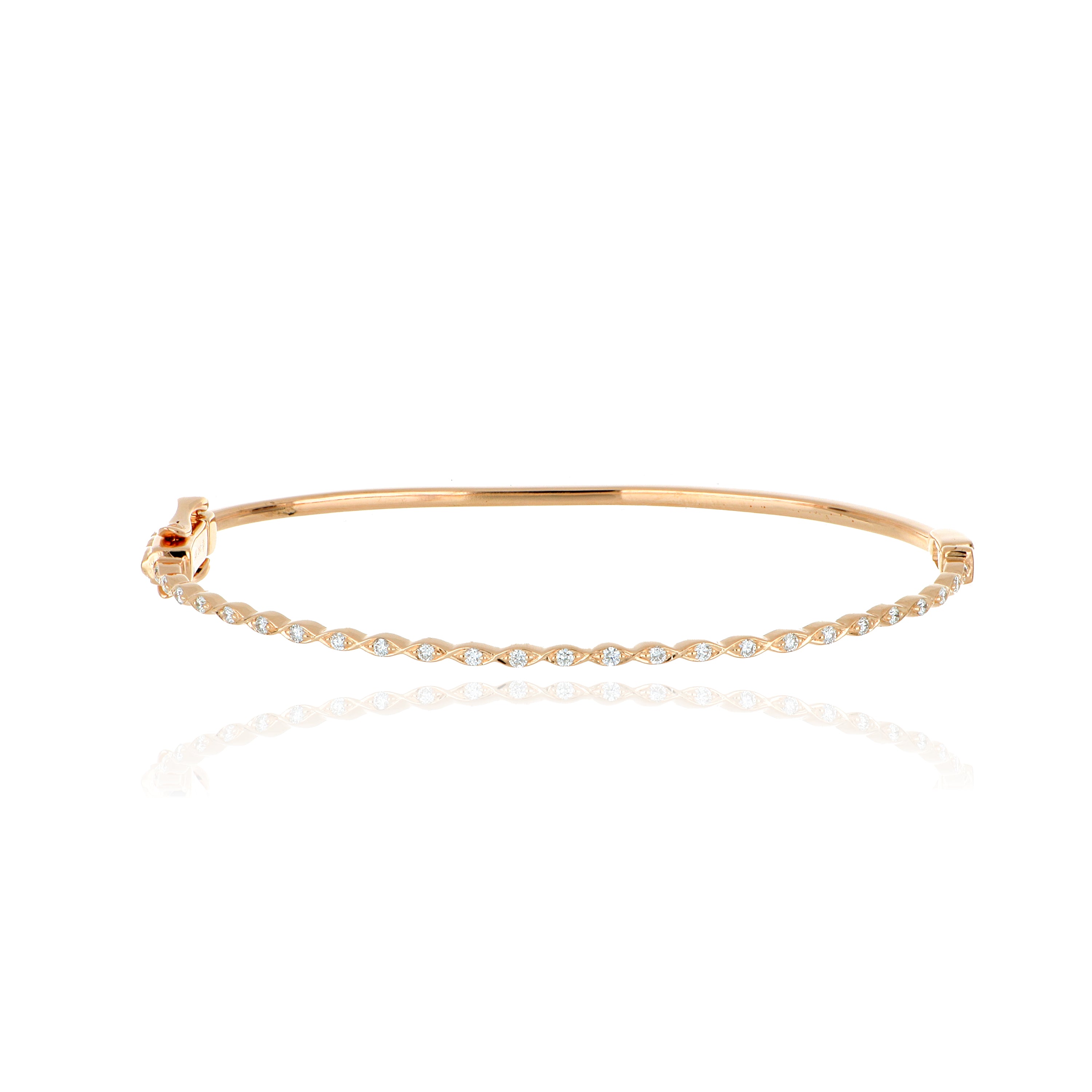 14k Rose Gold Diamond Bangle Bracelet - Charles Koll Jewelers