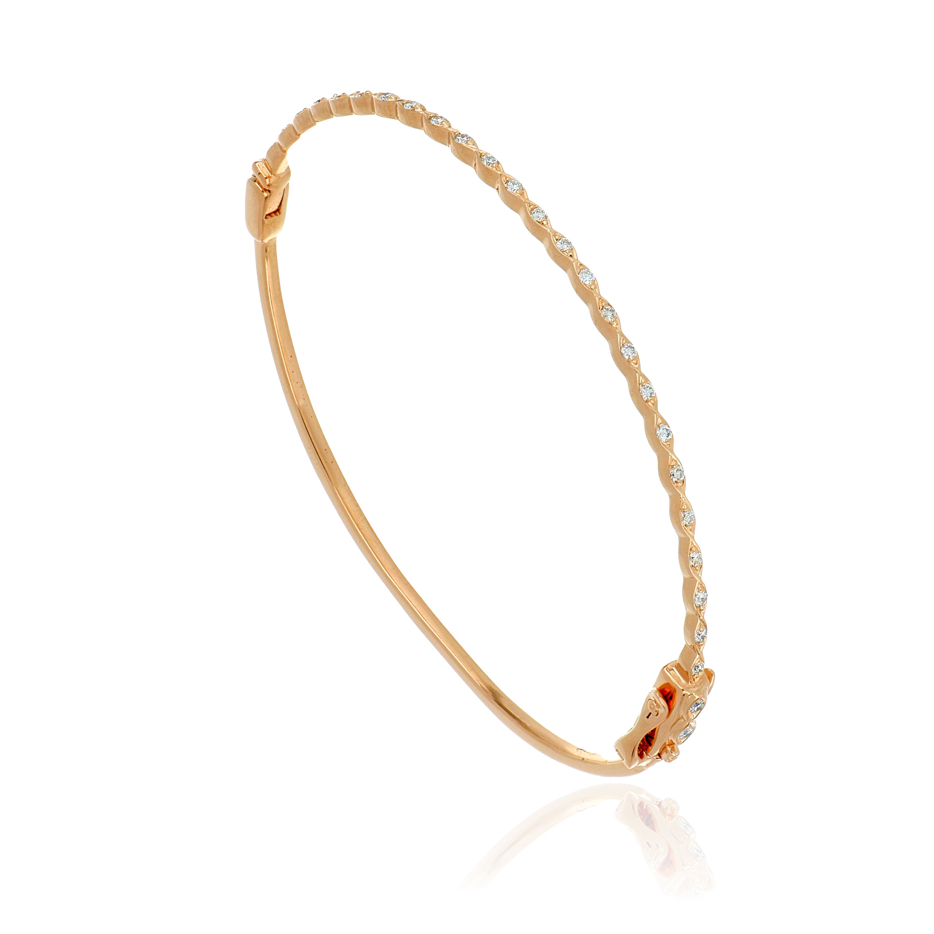 14k Rose Gold Diamond Bangle Bracelet - Charles Koll Jewelers