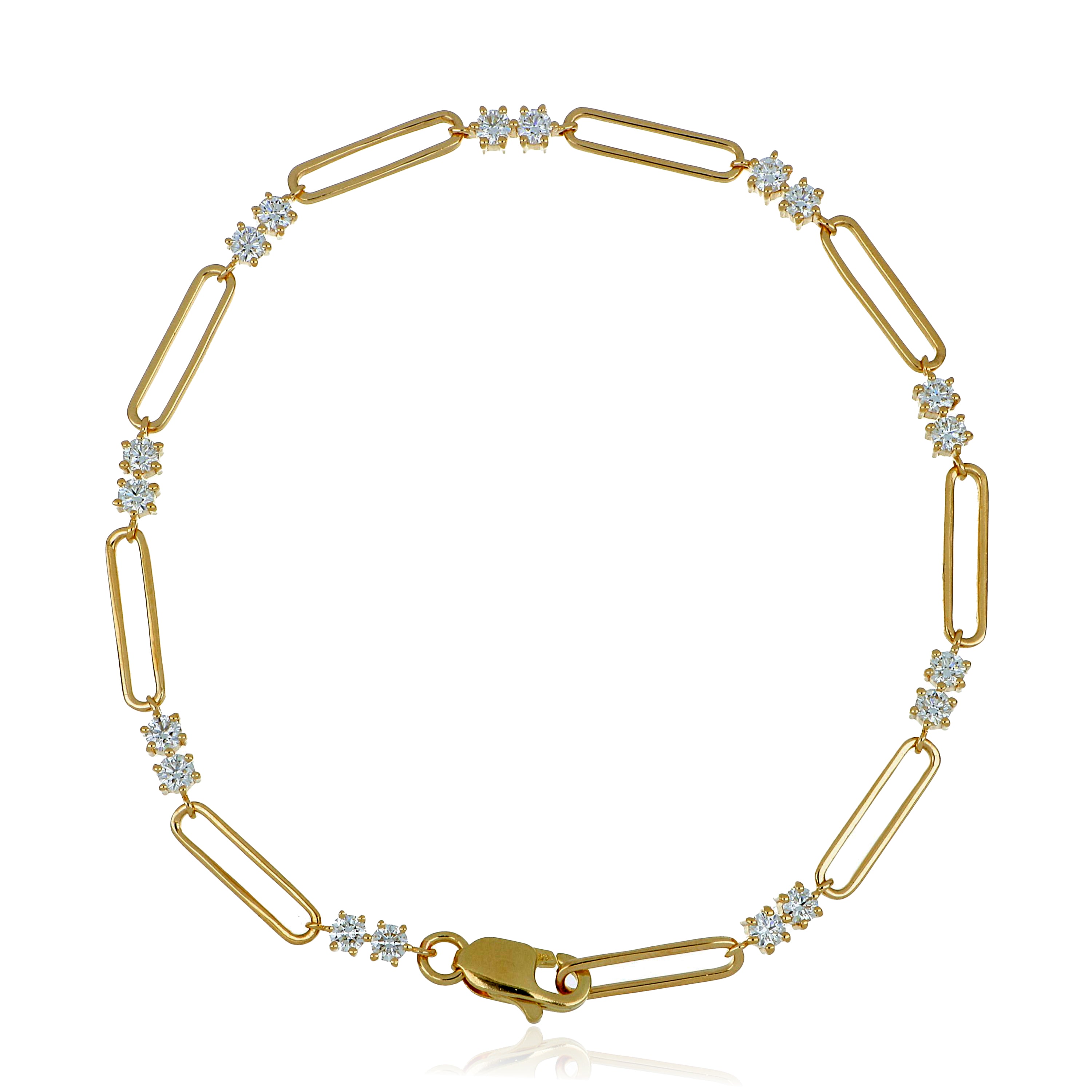 14k Yellow Gold Diamond Paperclip Bracelet