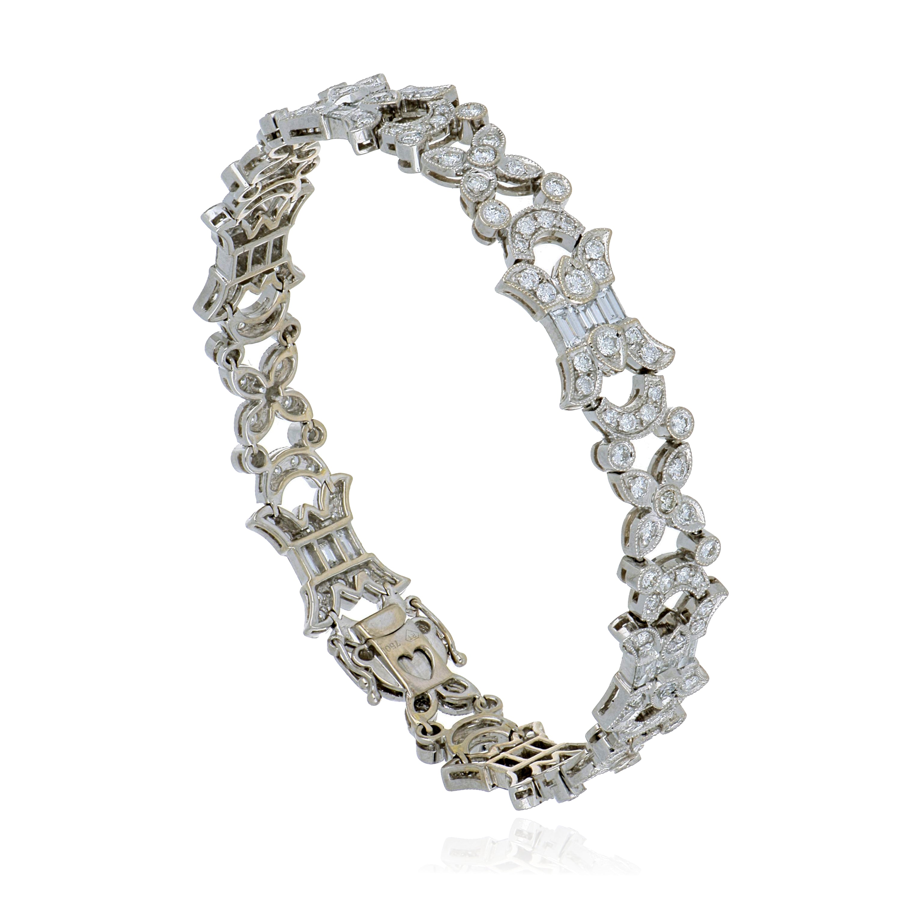 18k White Gold Vintage Milgrain Diamond BRacelet