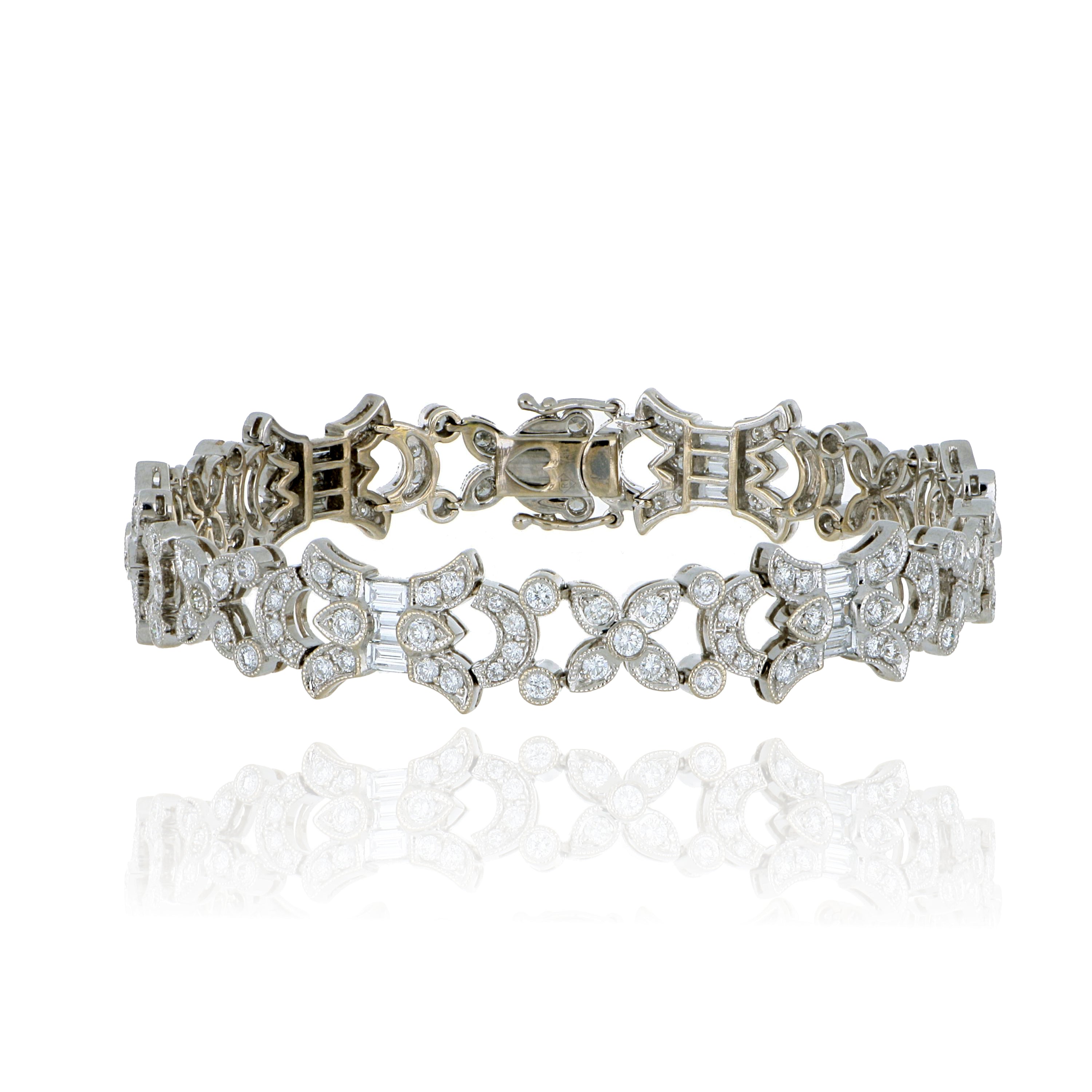 18k White Gold Vintage Milgrain Diamond BRacelet