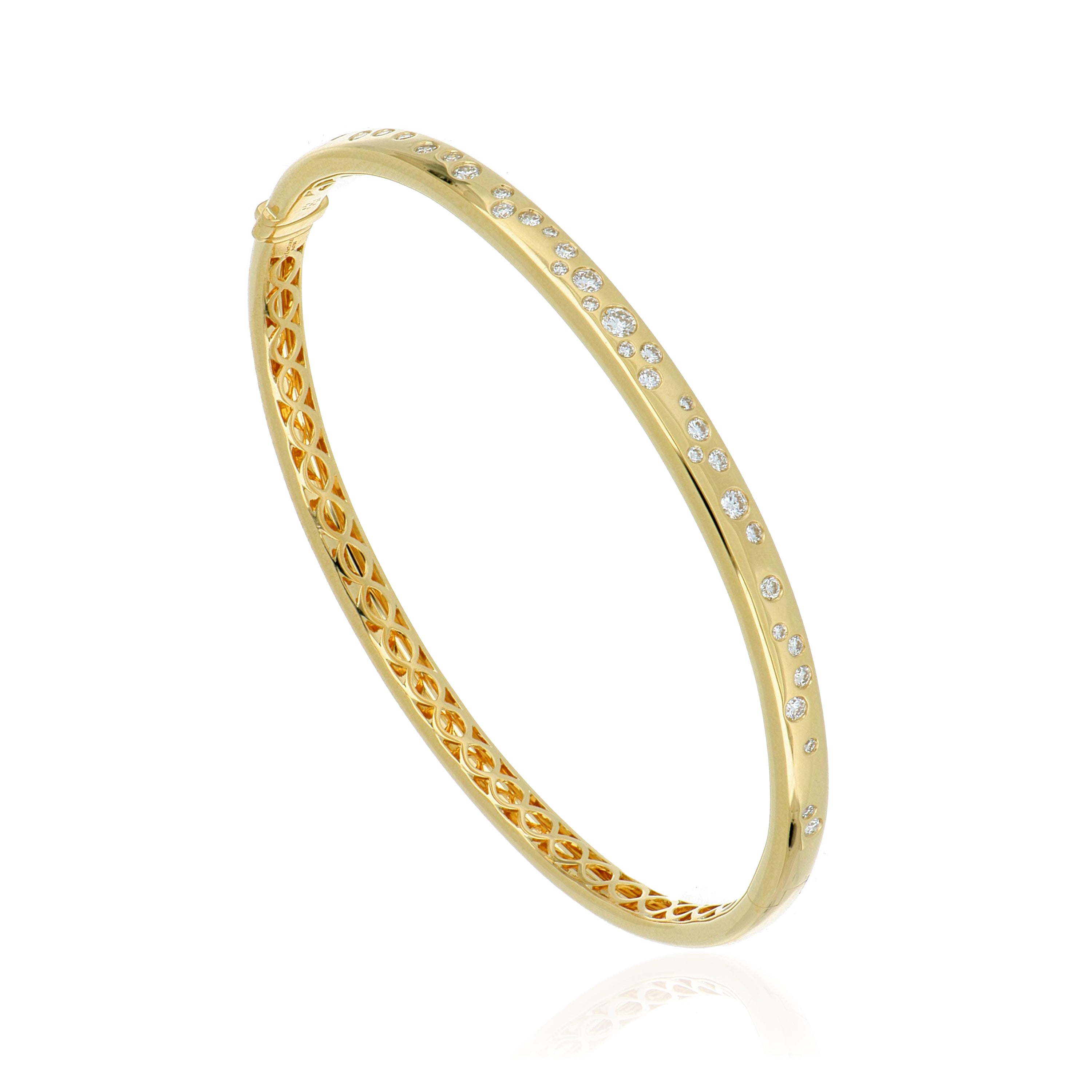 18k Yellow Gold Hinged Diamond Bangle