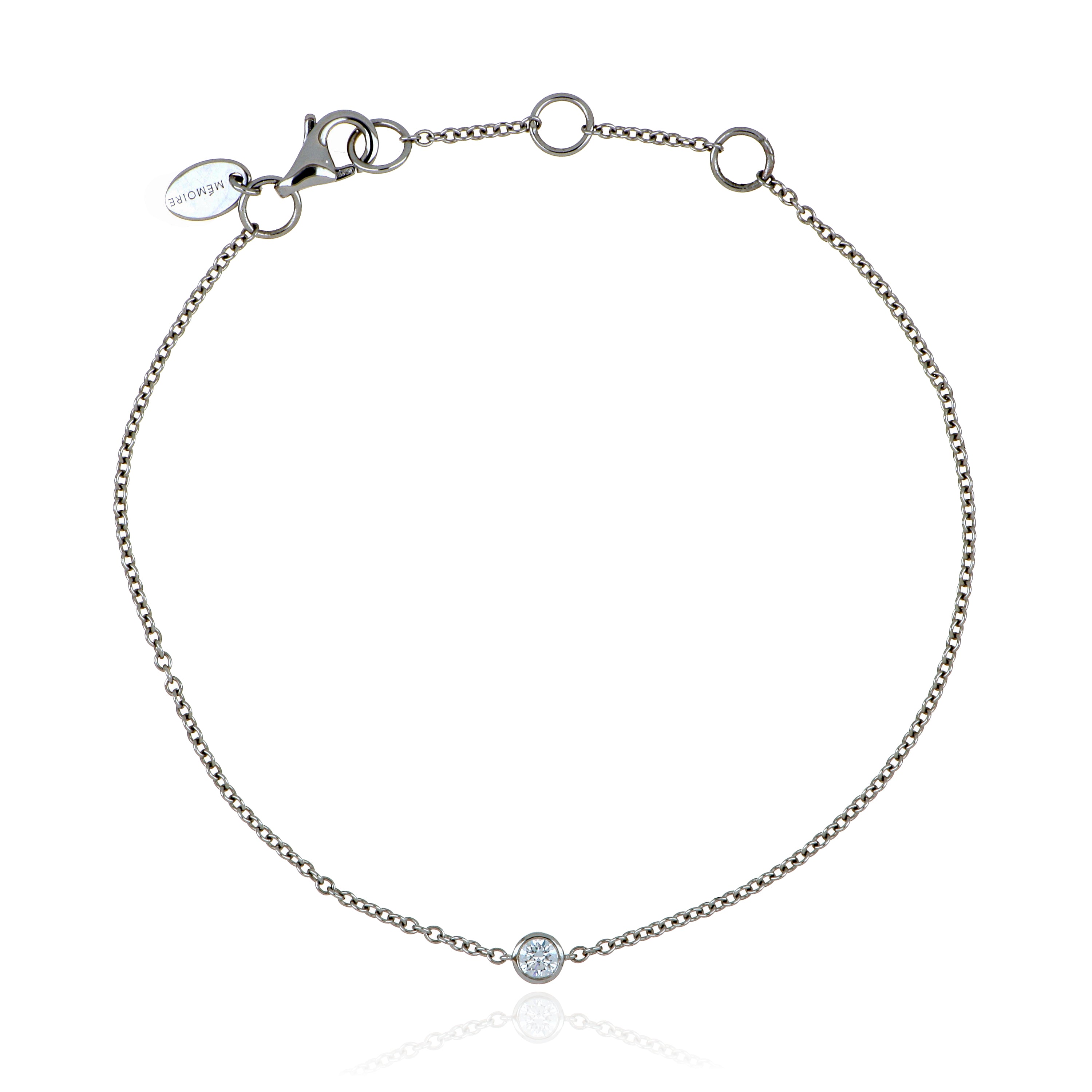 18k White Gold Bezel Set Solitaire Diamond Bracelet