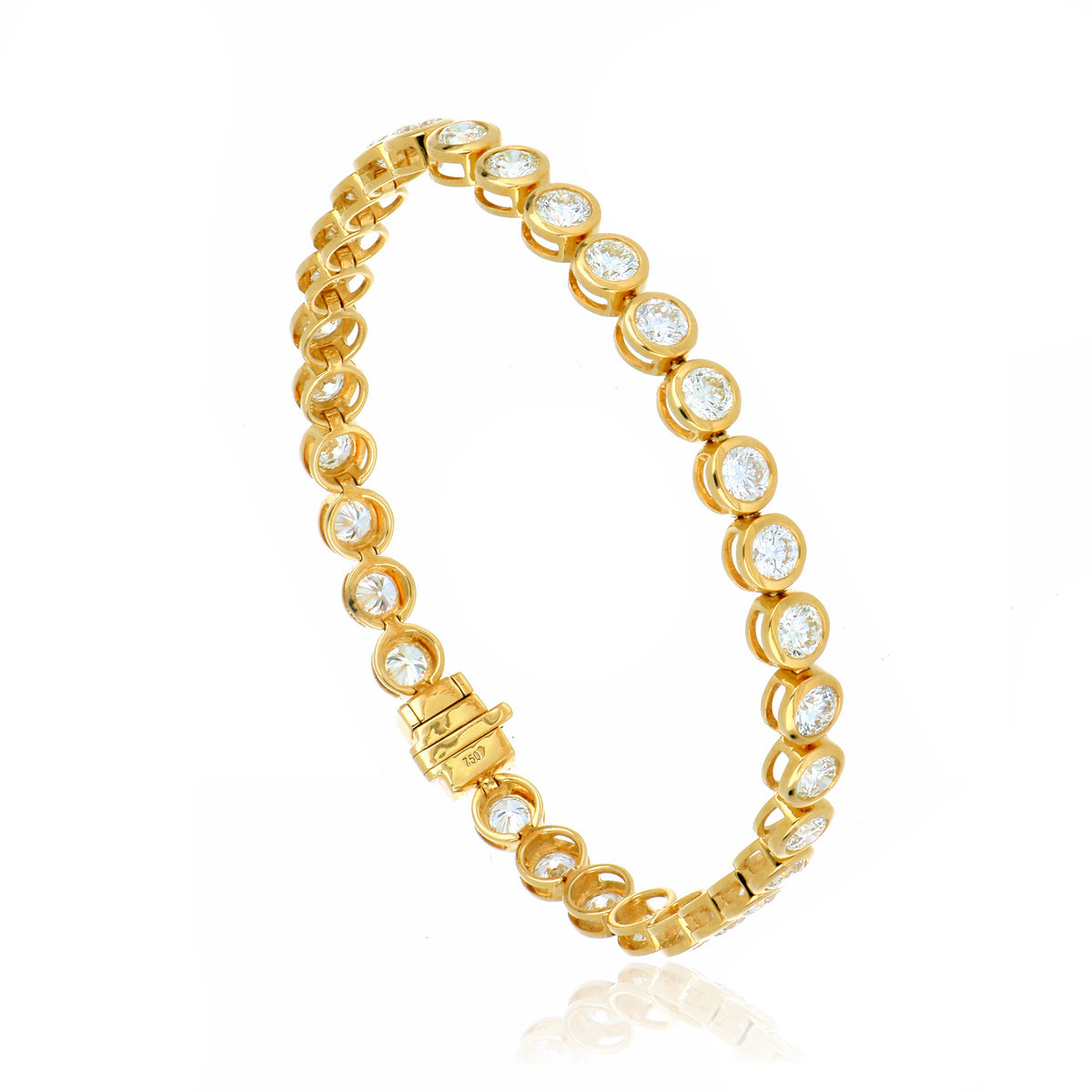 18k Yellow Gold Bezel Set Diamond Tennis Bracelet