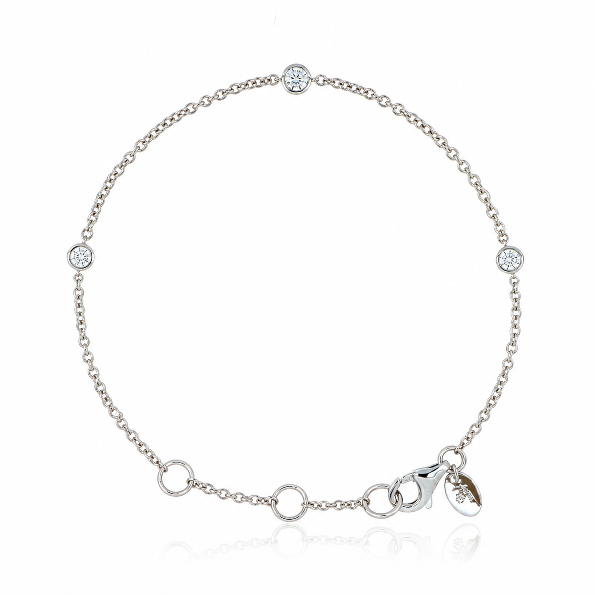 18k White Gold Bezel Set Diamond Bracelet