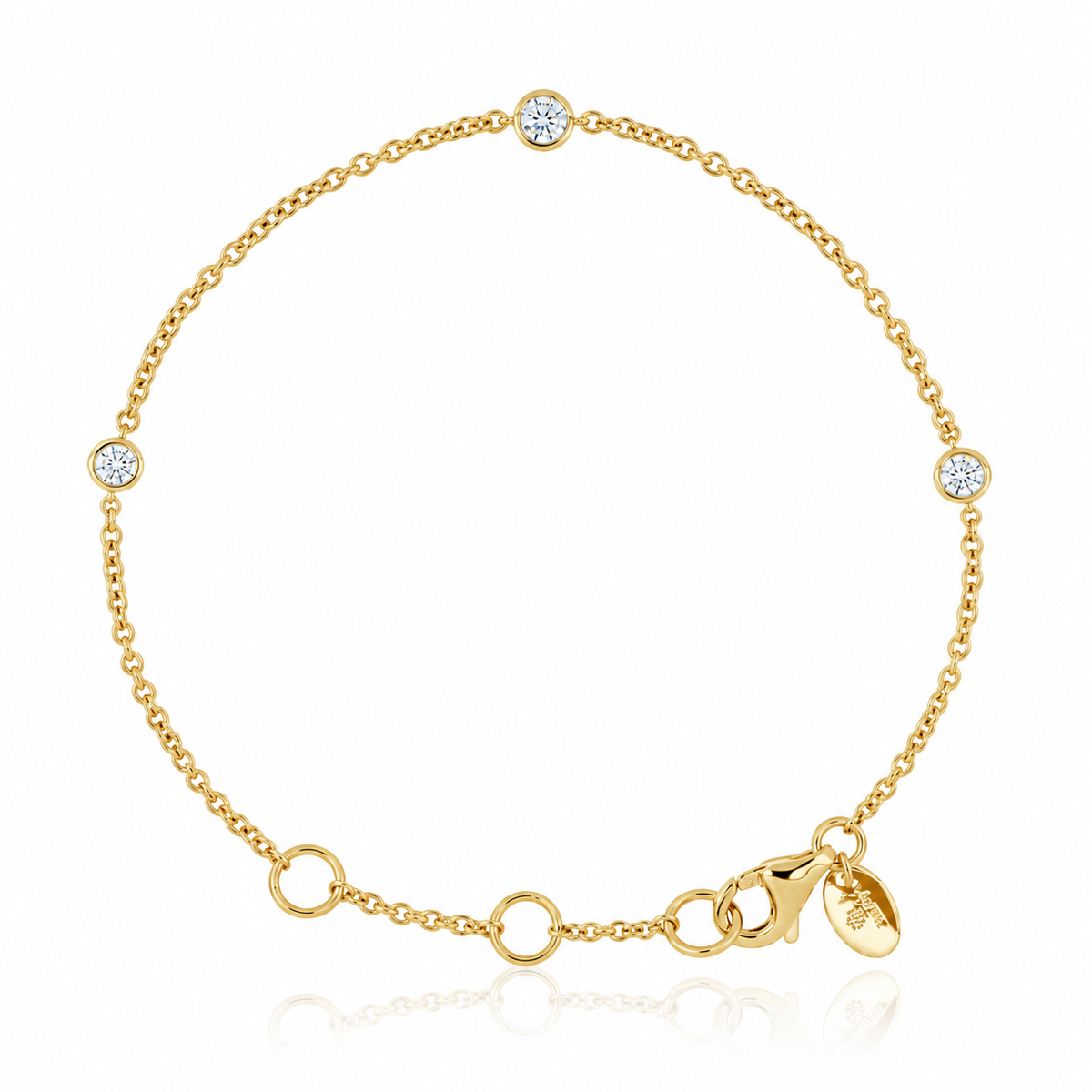 18k Yellow Gold Bezel Set Diamond Bracelet
