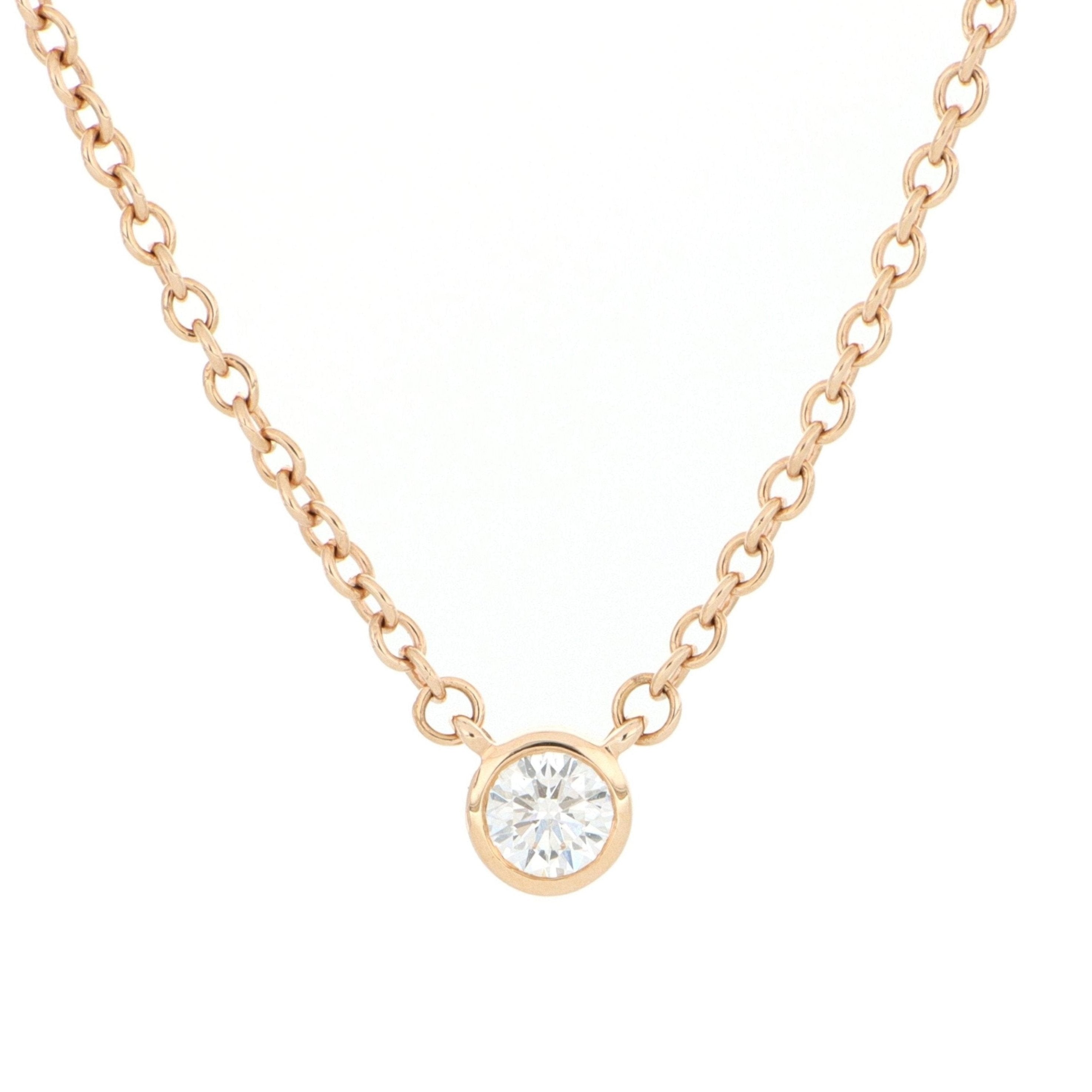 18k Rose Gold Solitaire Diamond Necklace