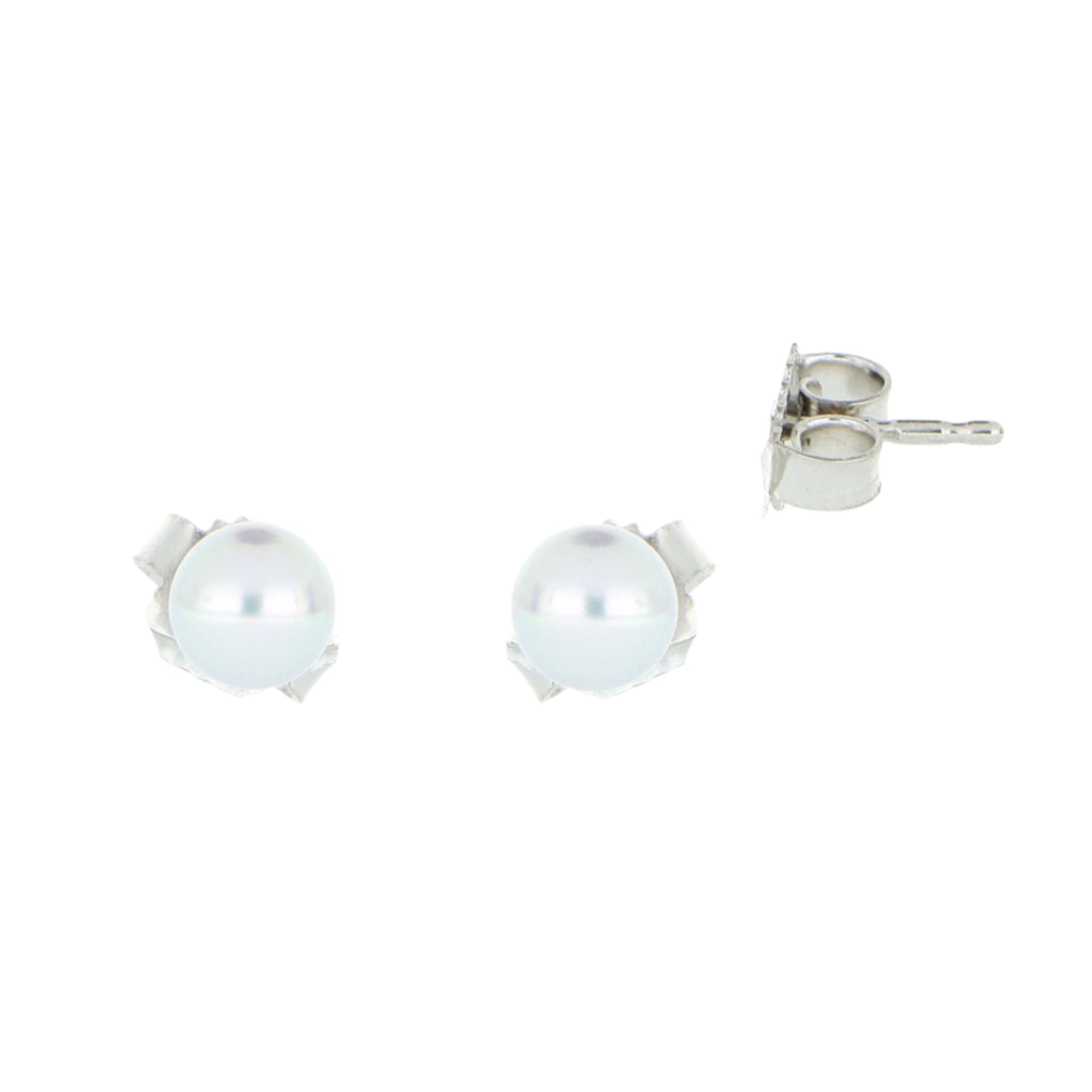 18k White Gold Akoya Pearl Stud Earrings