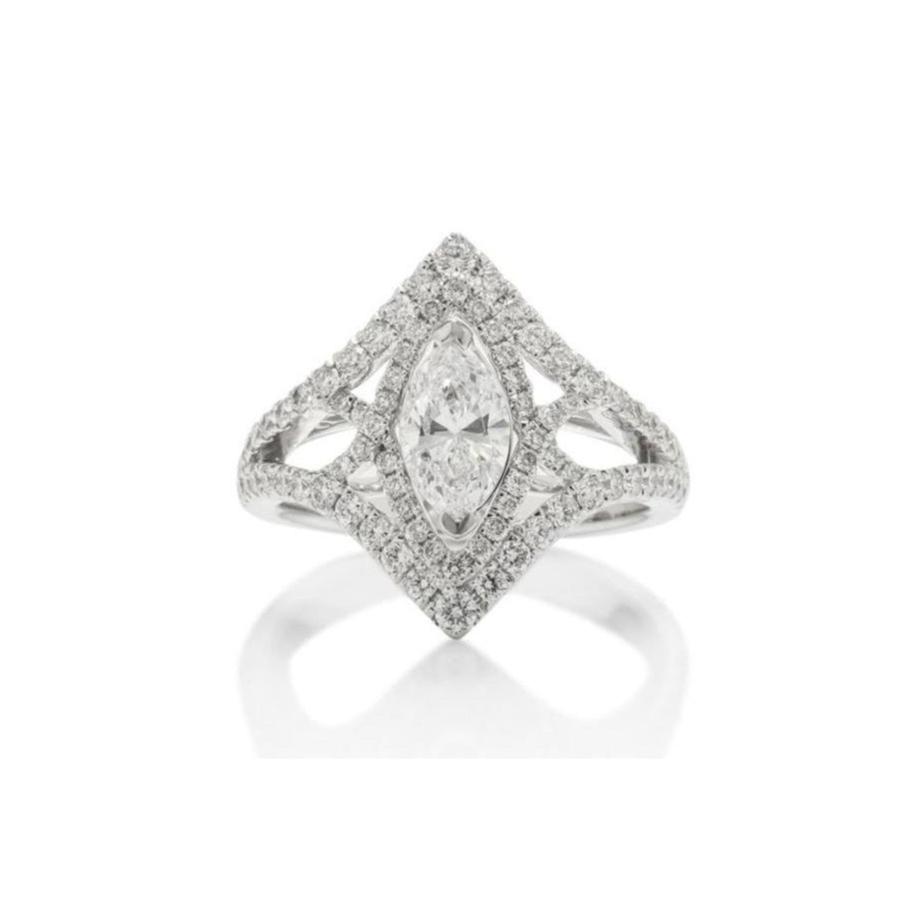 18k White Gold Custom Marquise Engagement Ring