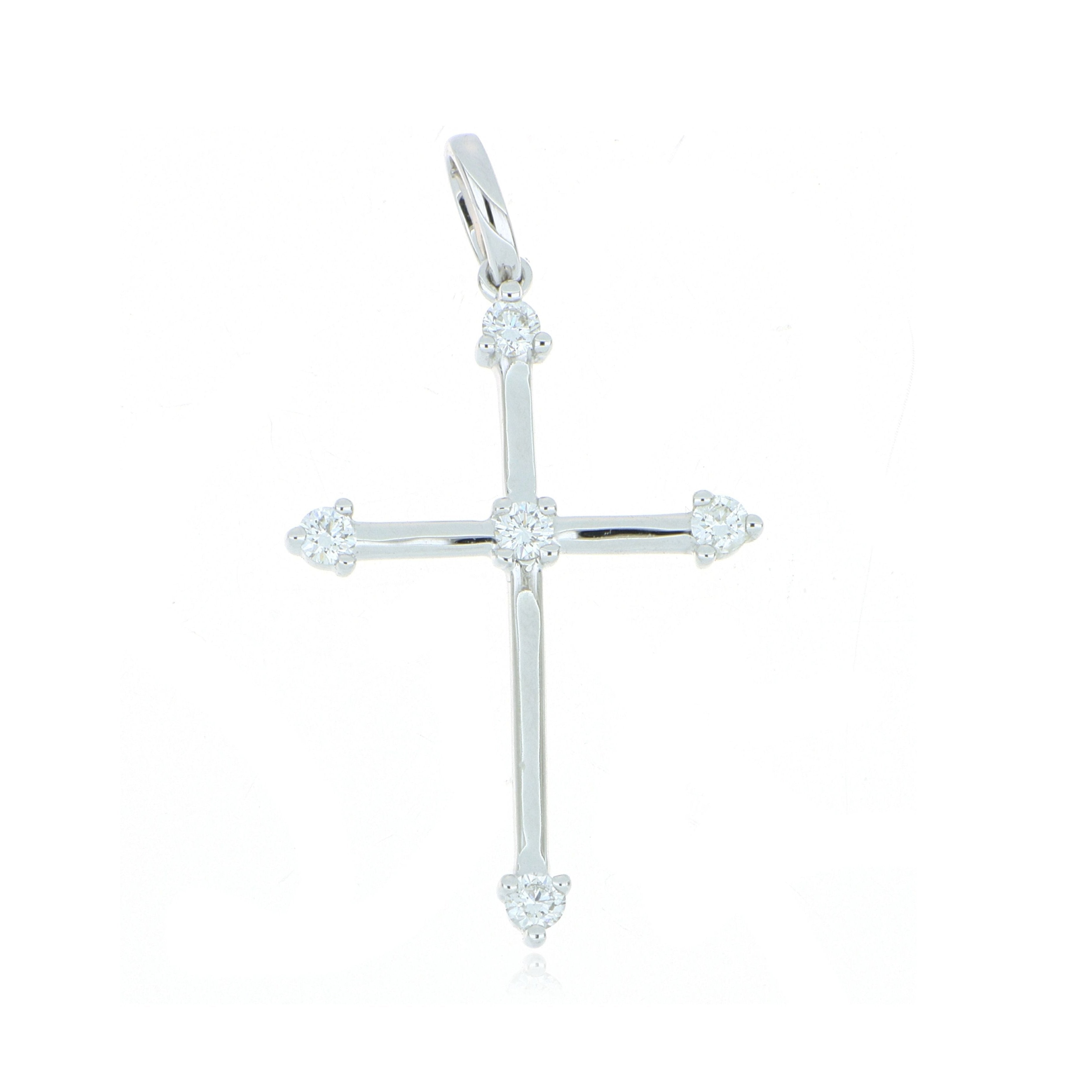 18k White Gold Diamond Accented Cross Pendant