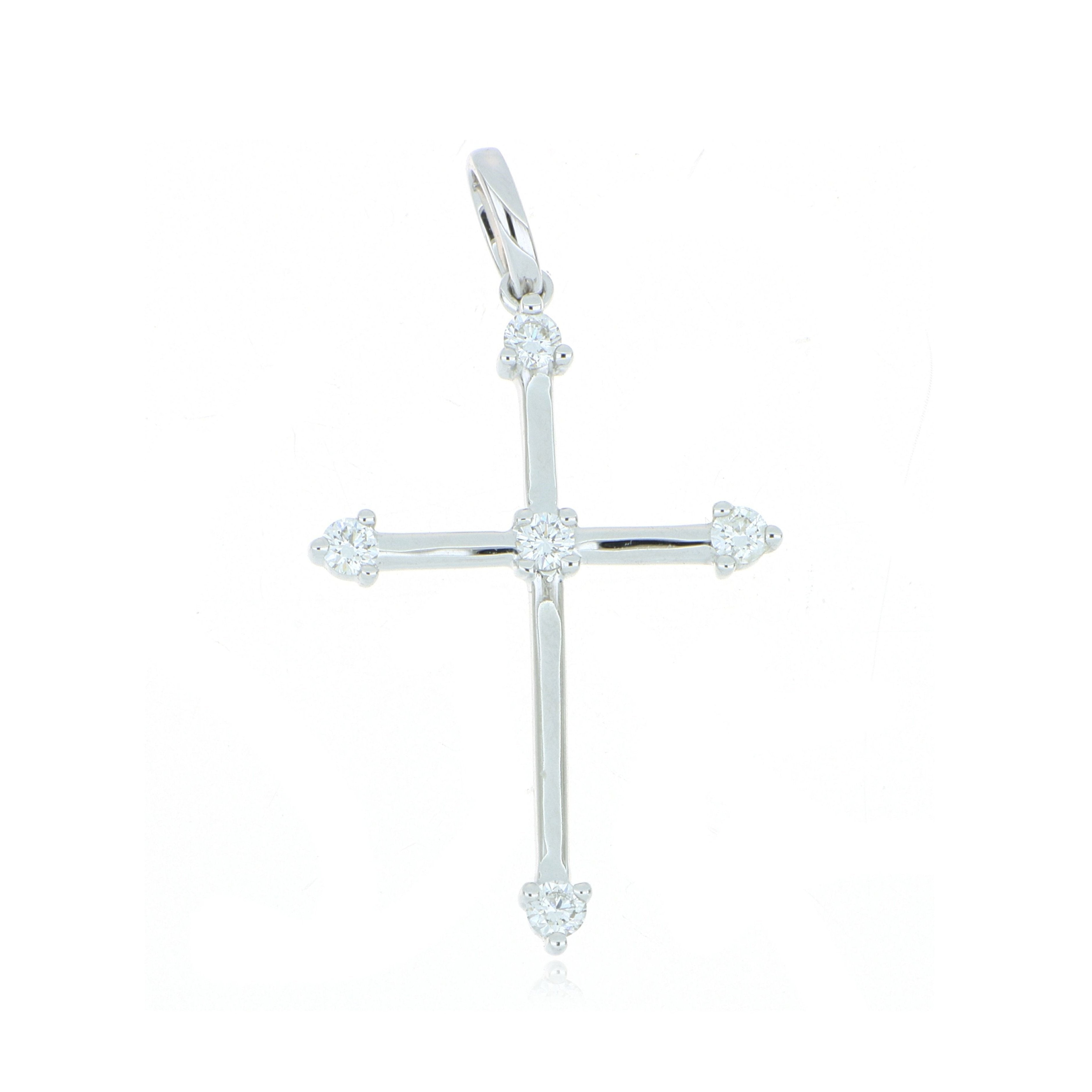 18k White Gold Diamond Accented Cross Pendant