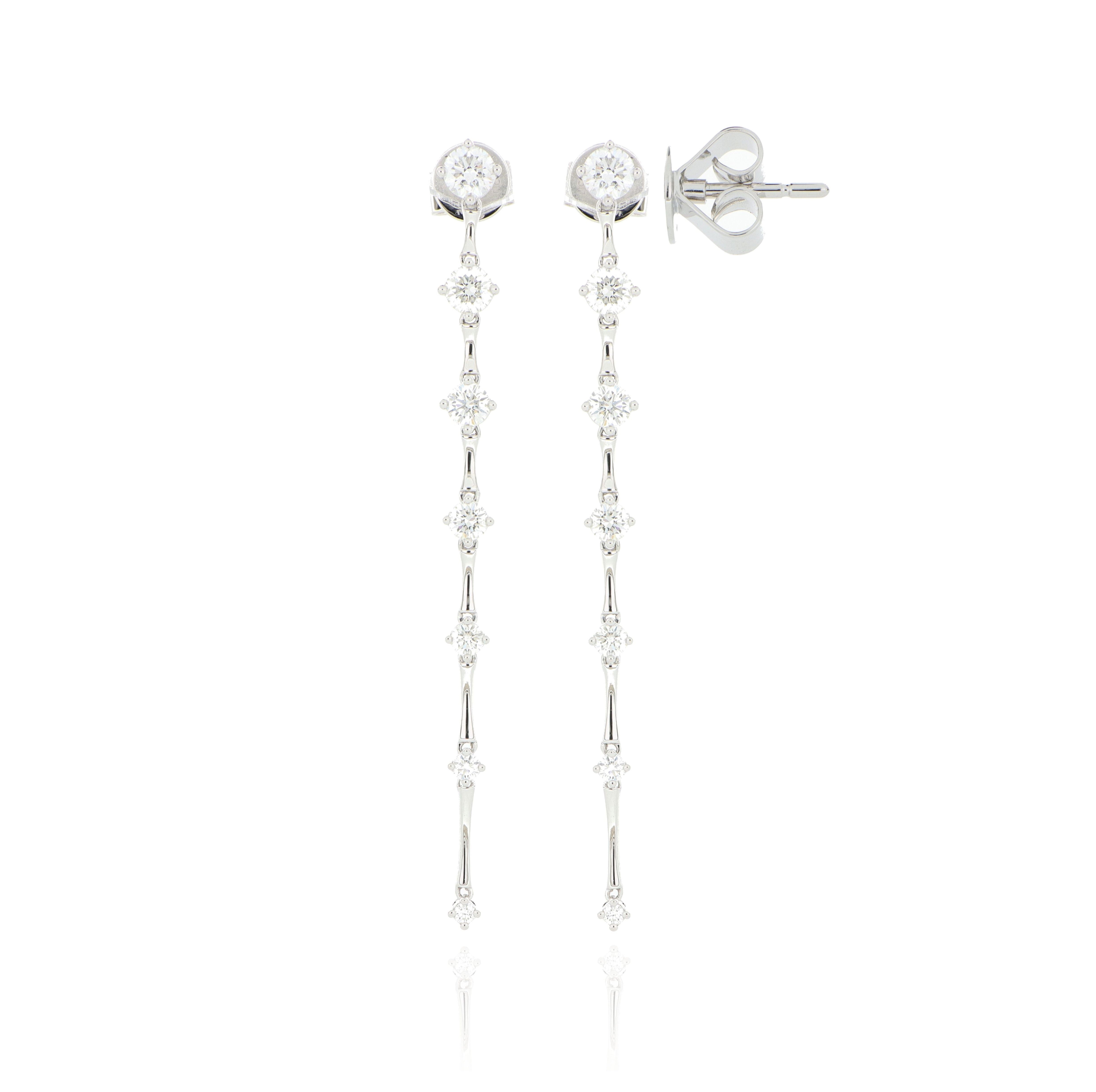 18k White Gold Diamond Cadence Drop Earrings