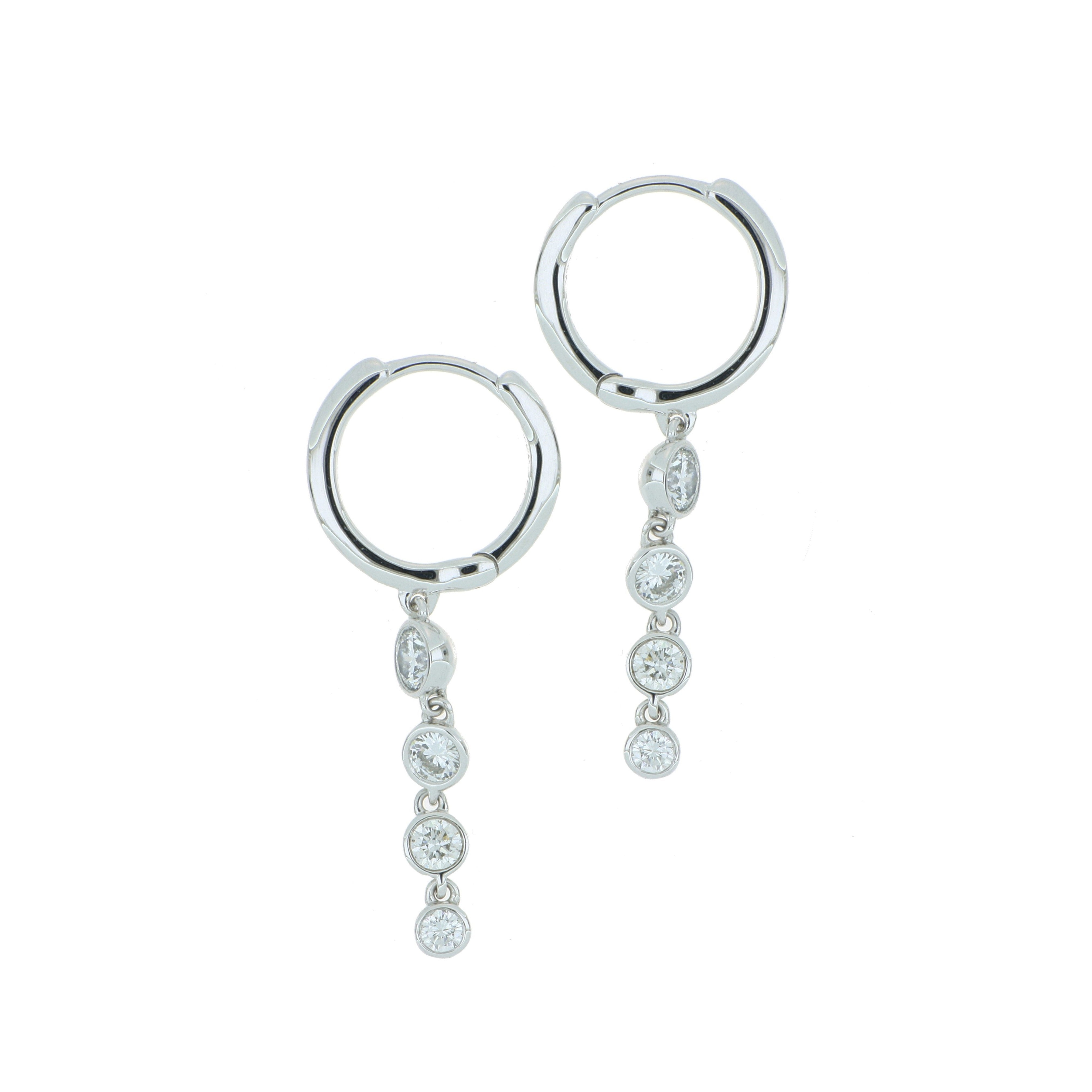 18k White Gold Diamond Cascade Drop Earrings