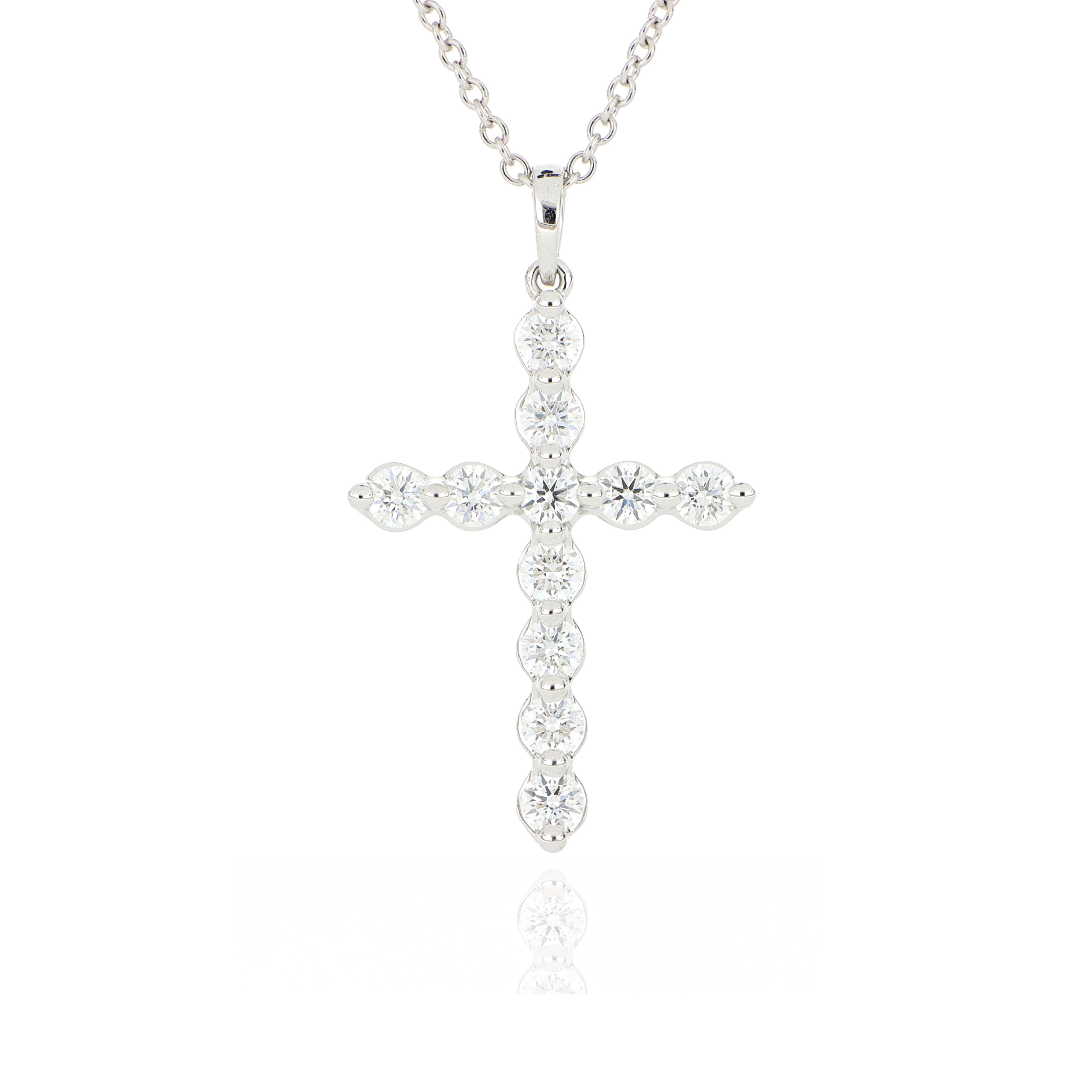 18k White Gold Diamond Cross Necklace