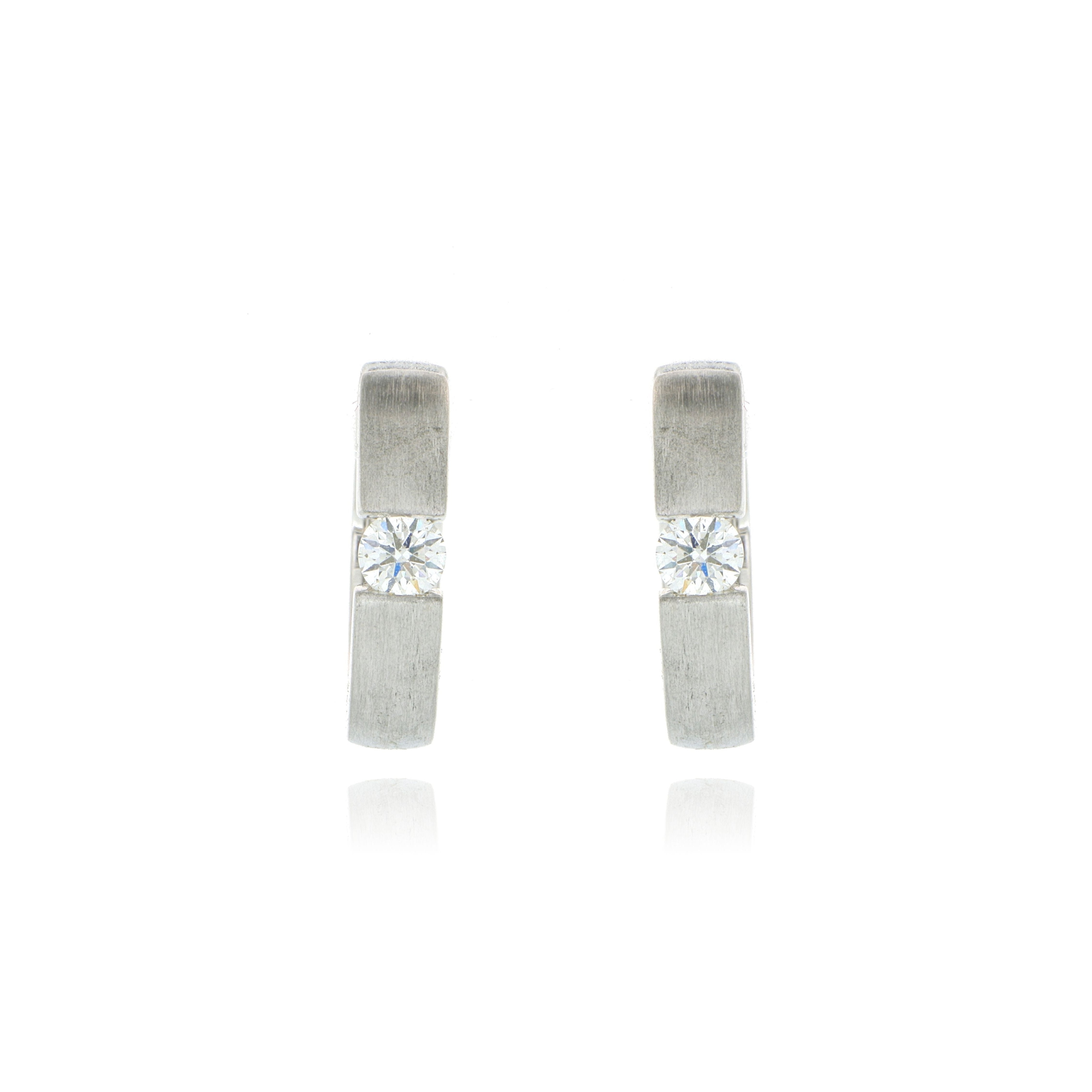 18k White Gold Diamond Huggie Earrings