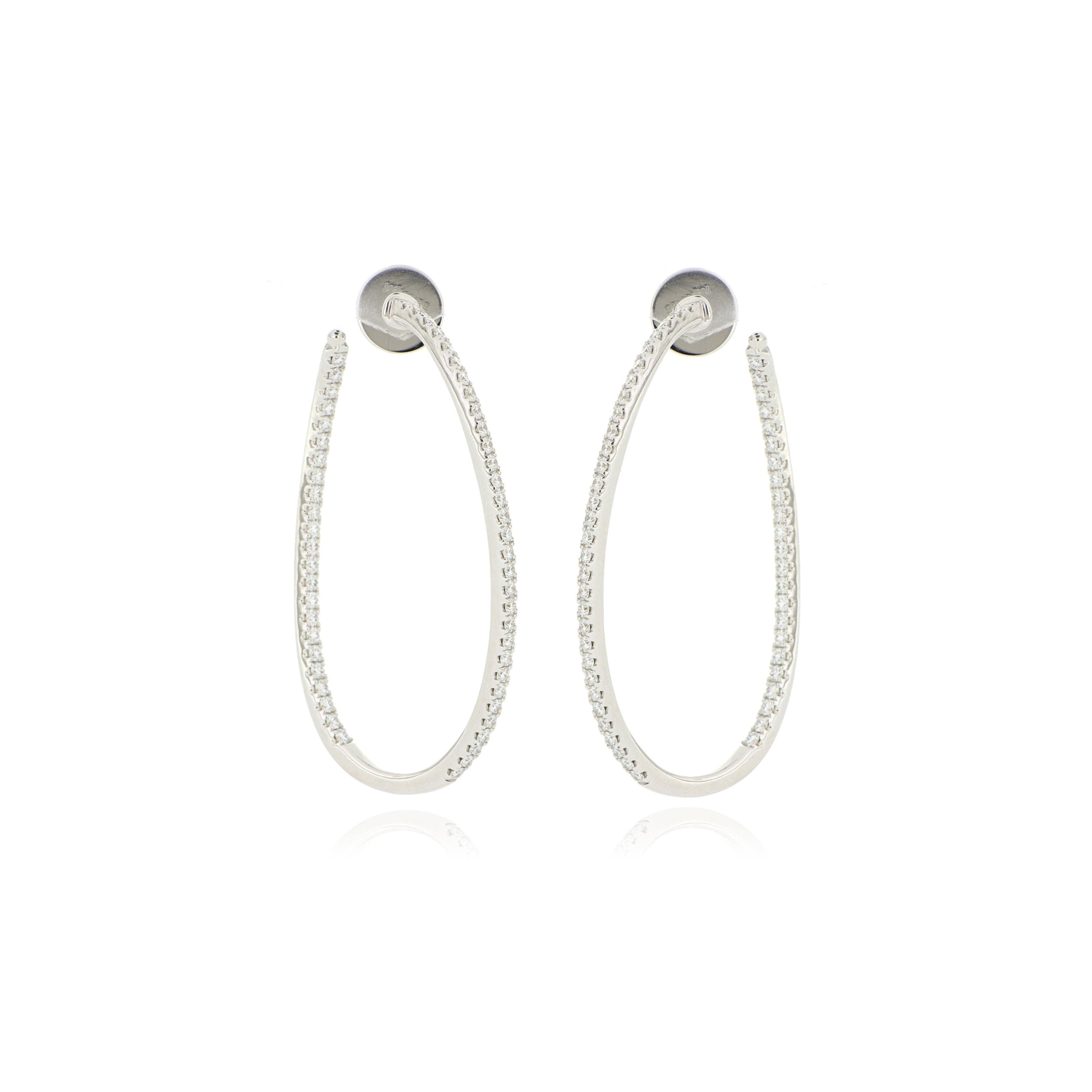 18k White Gold Oval Twist Diamond Earrings