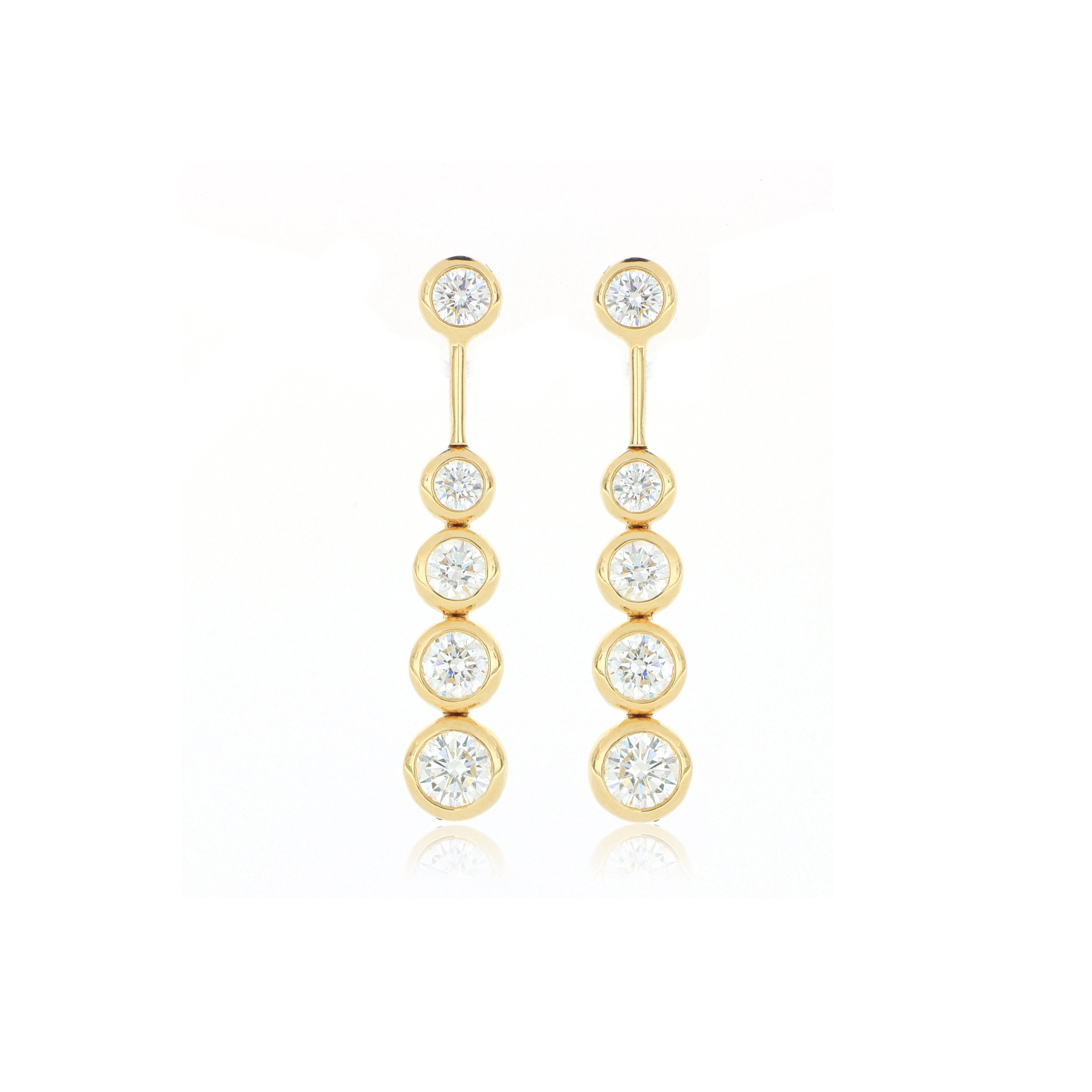 18k Yellow Gold Cascading Diamond Drop Earrings