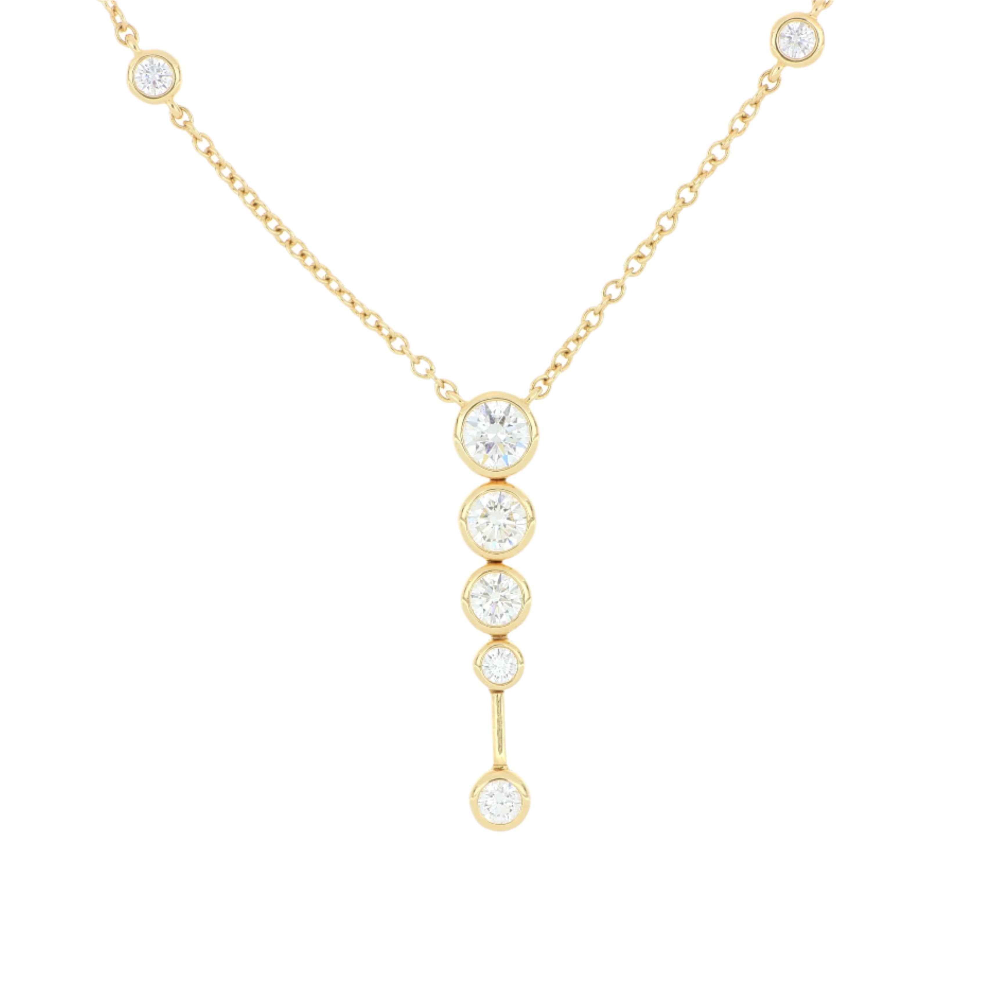 18k Yellow Gold Diamond Cascade Necklace