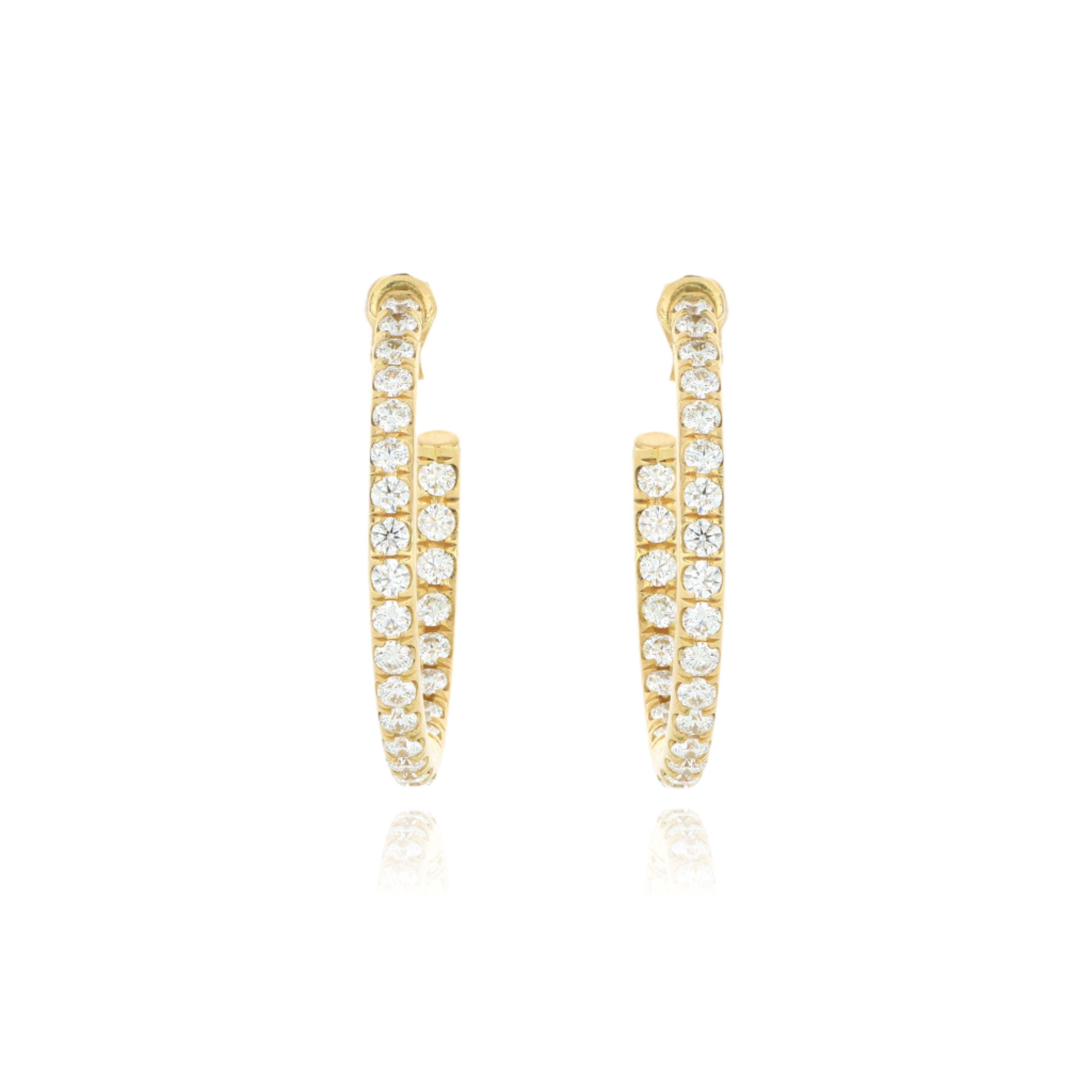 18k Yellow Gold Hearts On Fire Inside Out Diamond Hoop Earrings