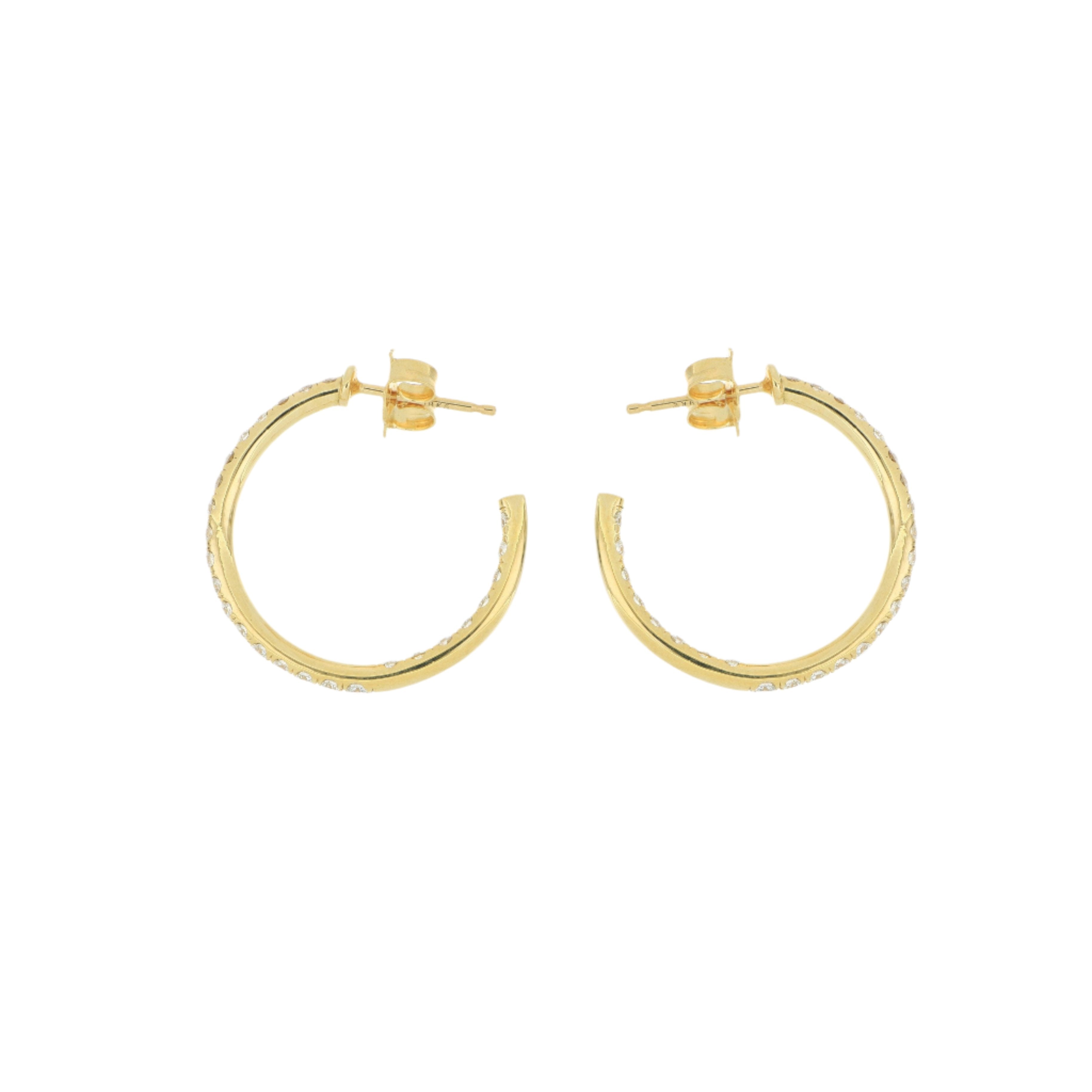 18k Yellow Gold Hearts On Fire Inside Out Diamond Hoop Earrings