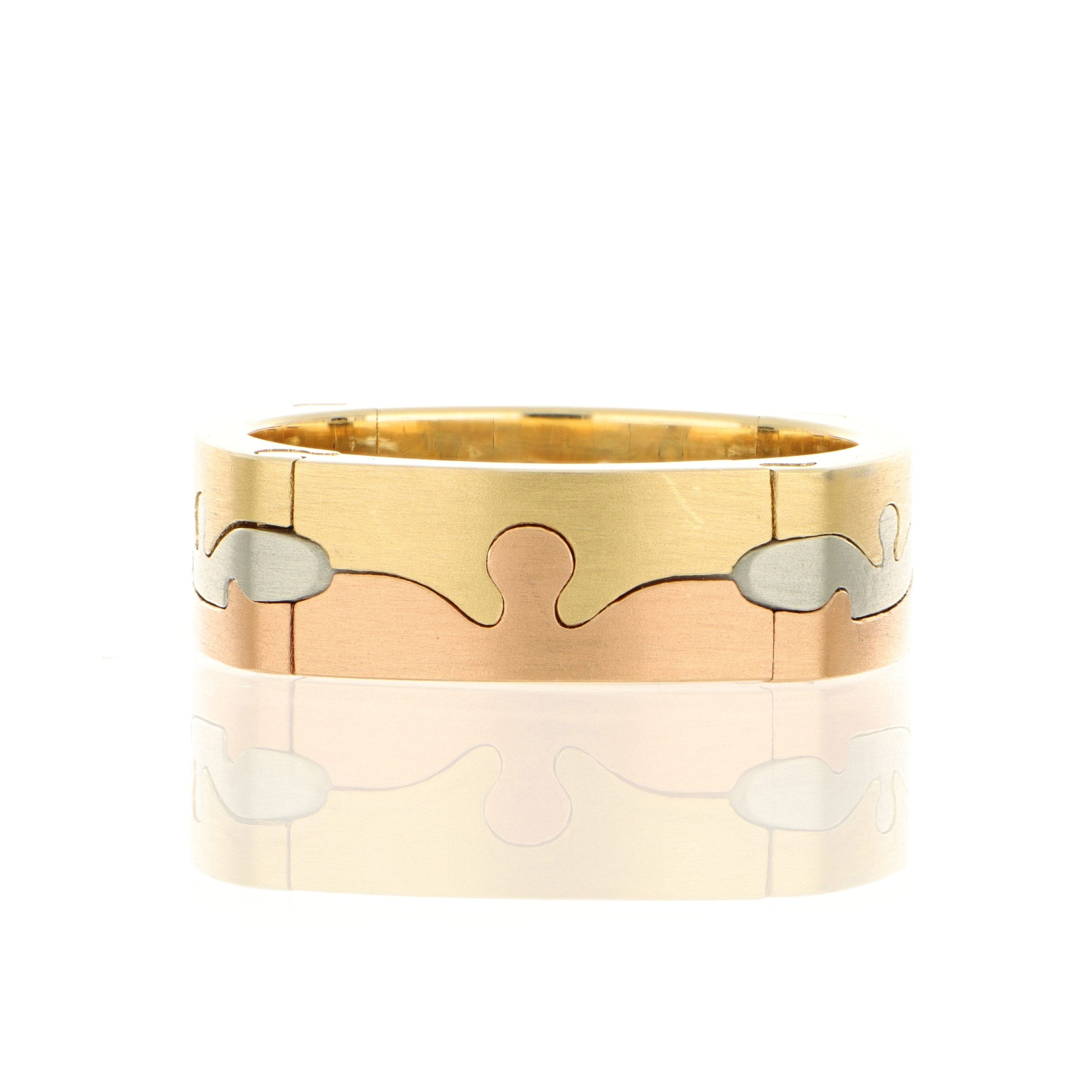18k 3-Tone Men's Custom Puzzle Wedding Band