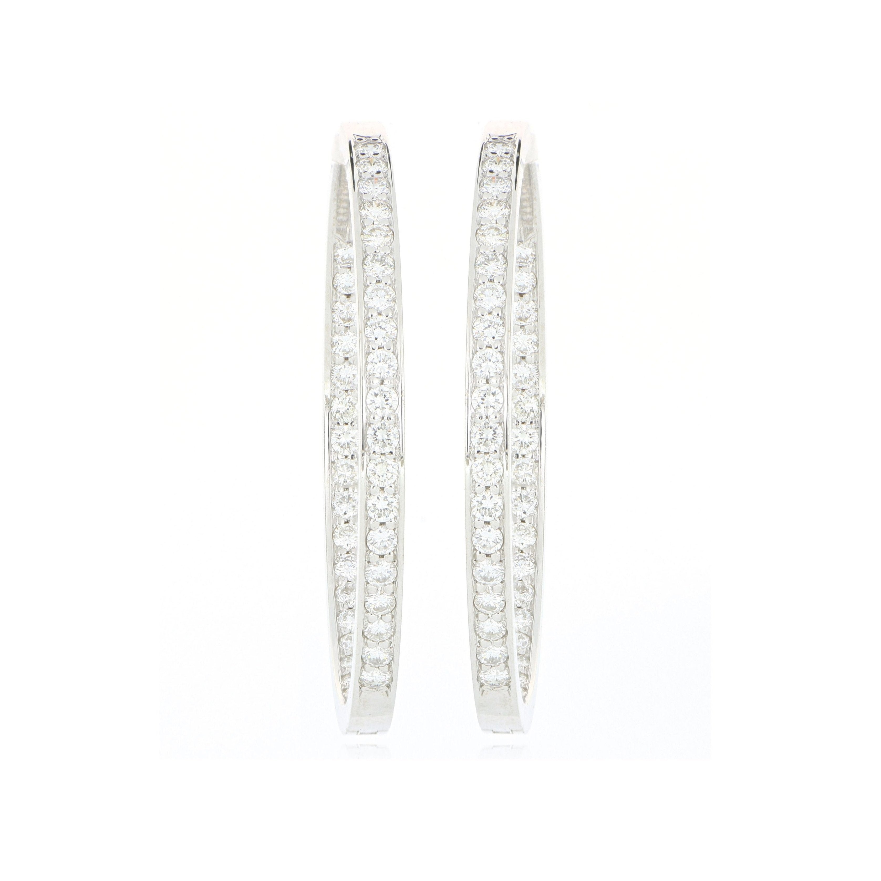 18k White Gold Channel-set Diamond Hoops