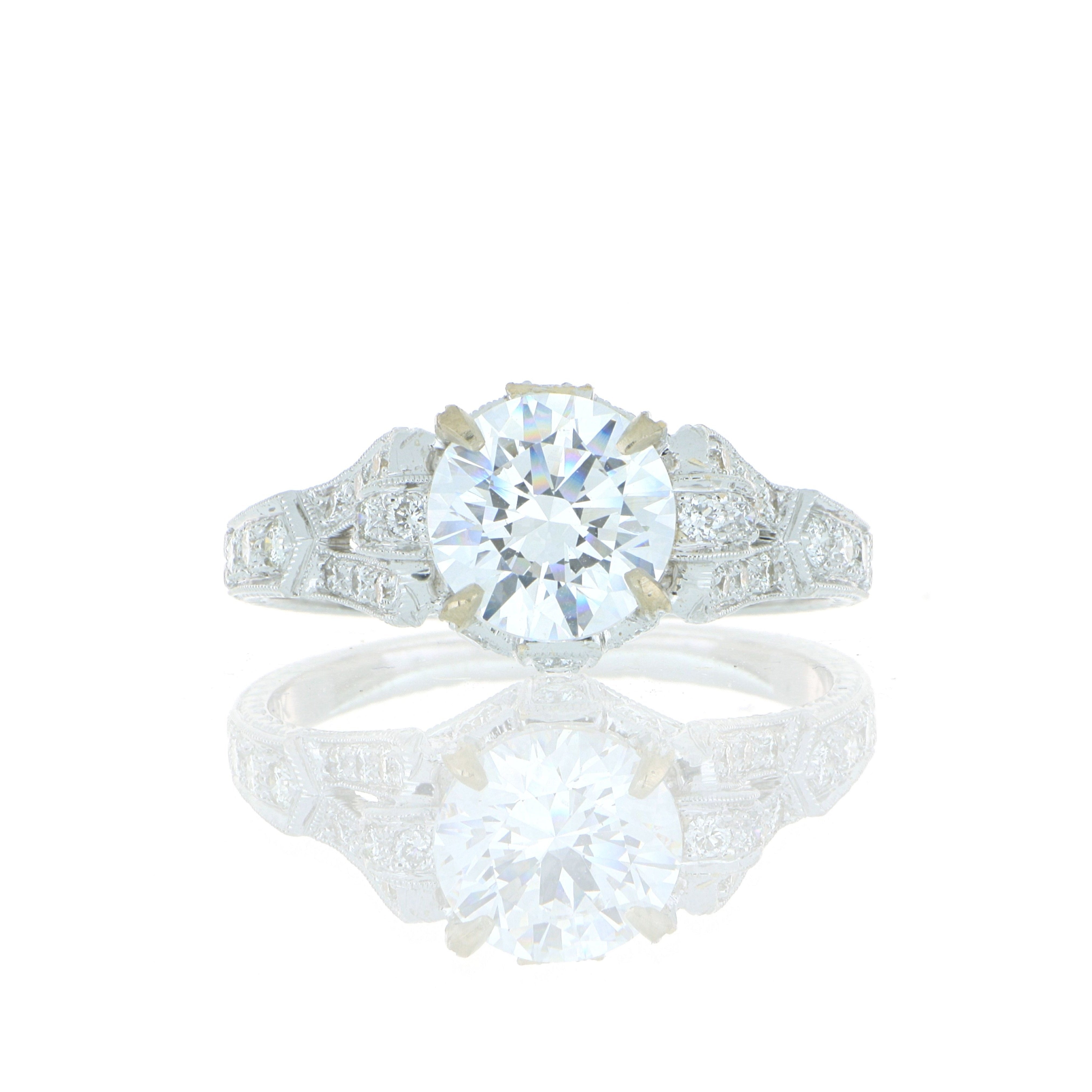 18k White Gold Diamond Accented Engagement Semi-Mount