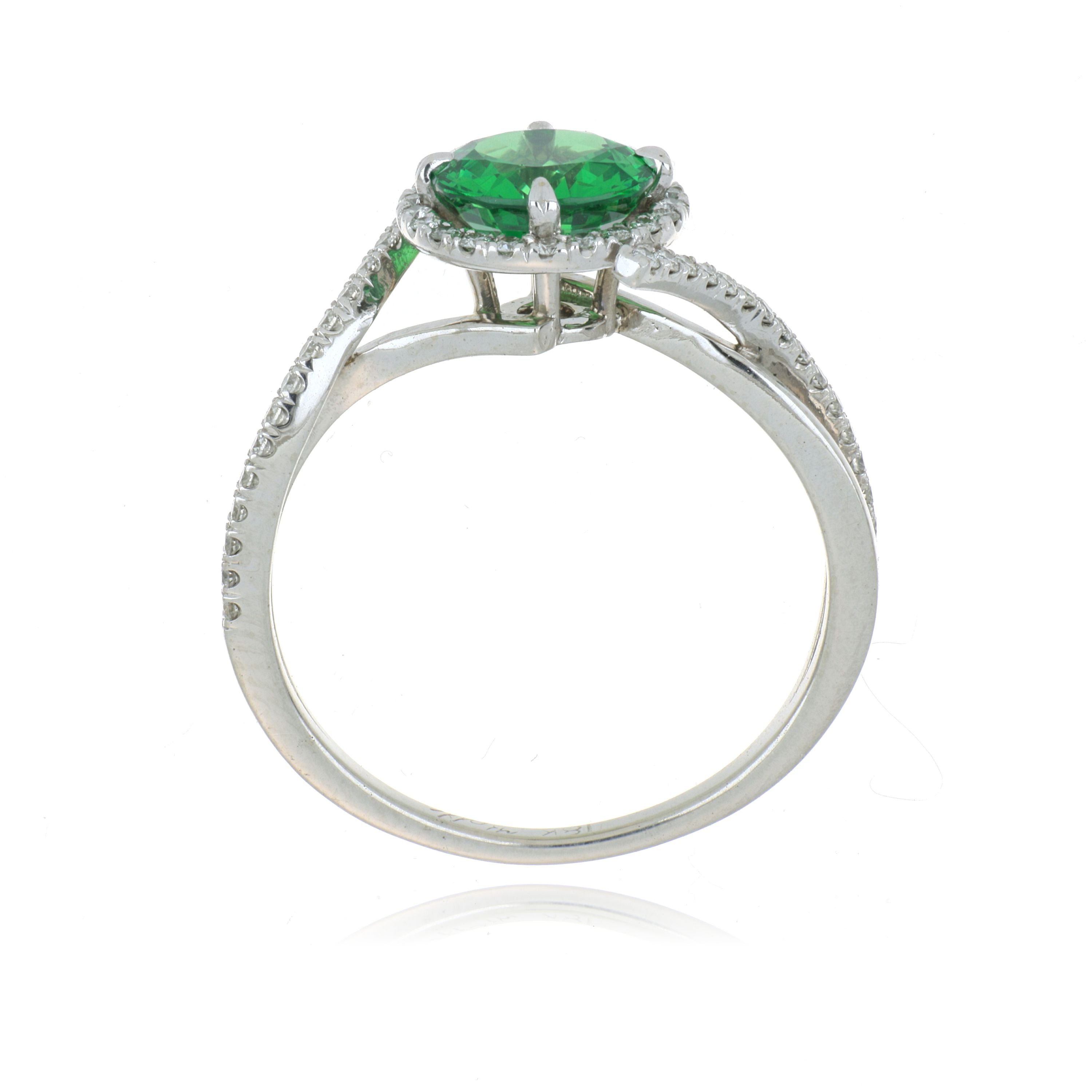 18k White Gold Tsavorite and Diamond Ring