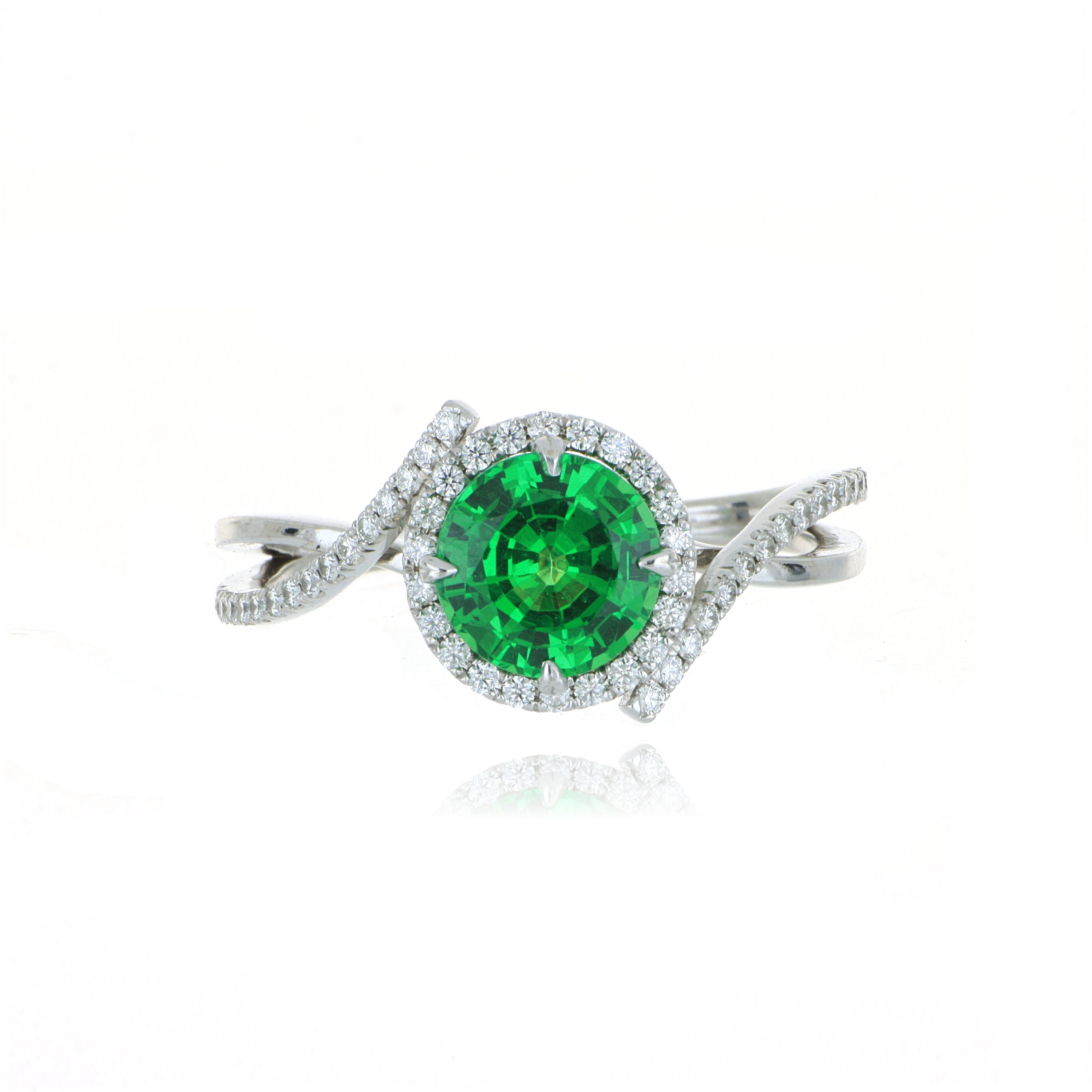 18k White Gold Tsavorite and Diamond Ring