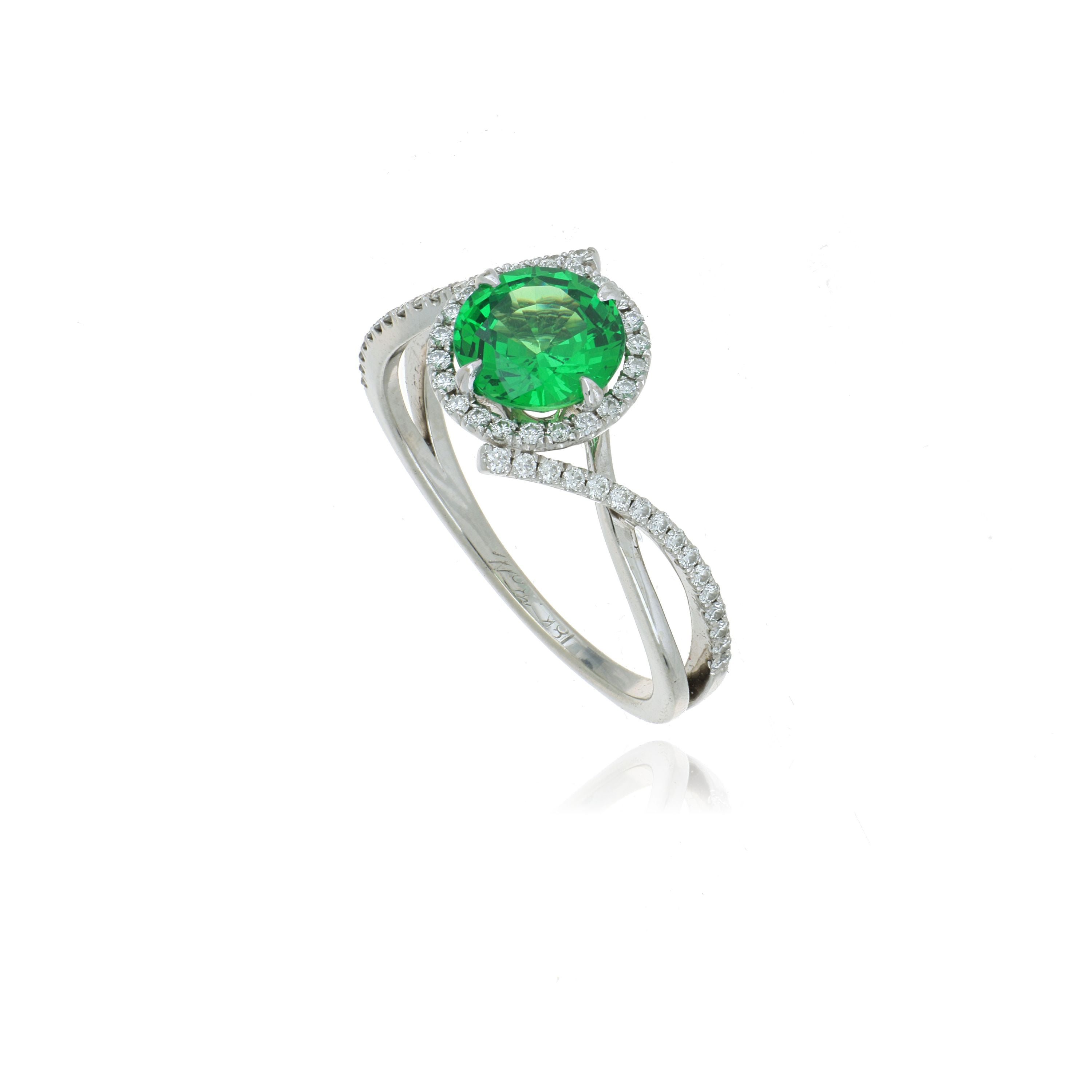 18k White Gold Tsavorite and Diamond Ring