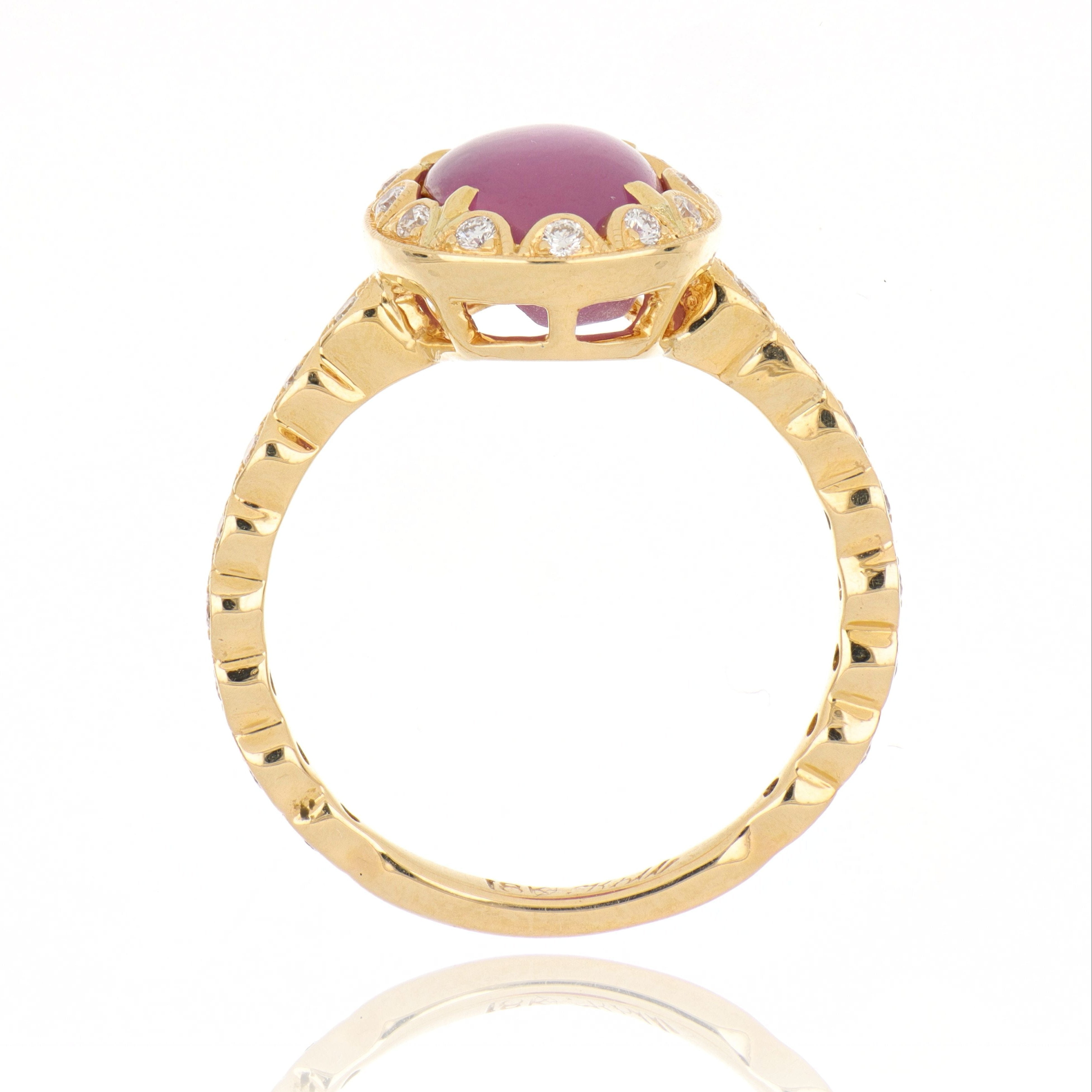 18k Yellow Gold Pink Star Sapphire Ring