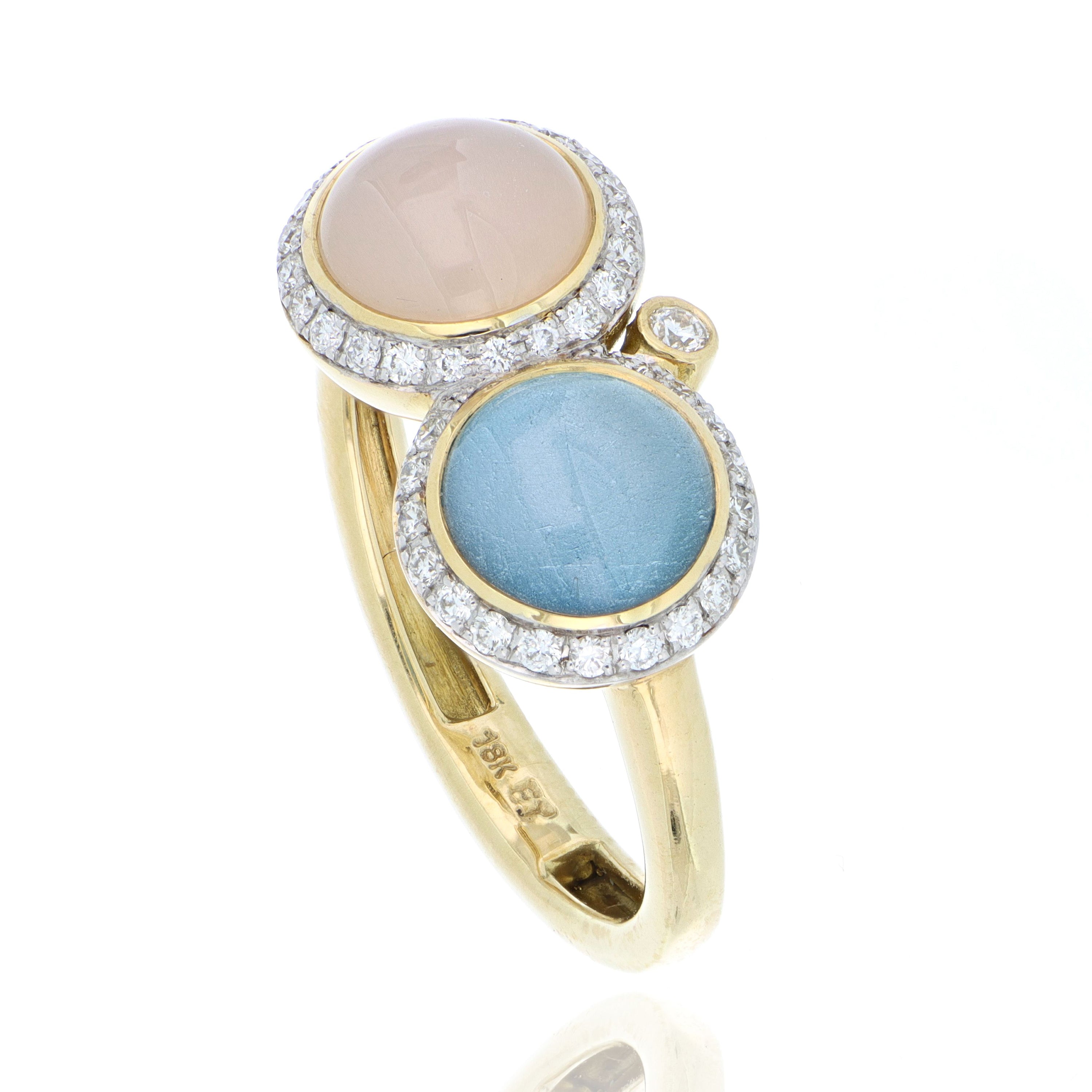 18k Yellow Gold Gemstone and Diamond Cocktail Ring