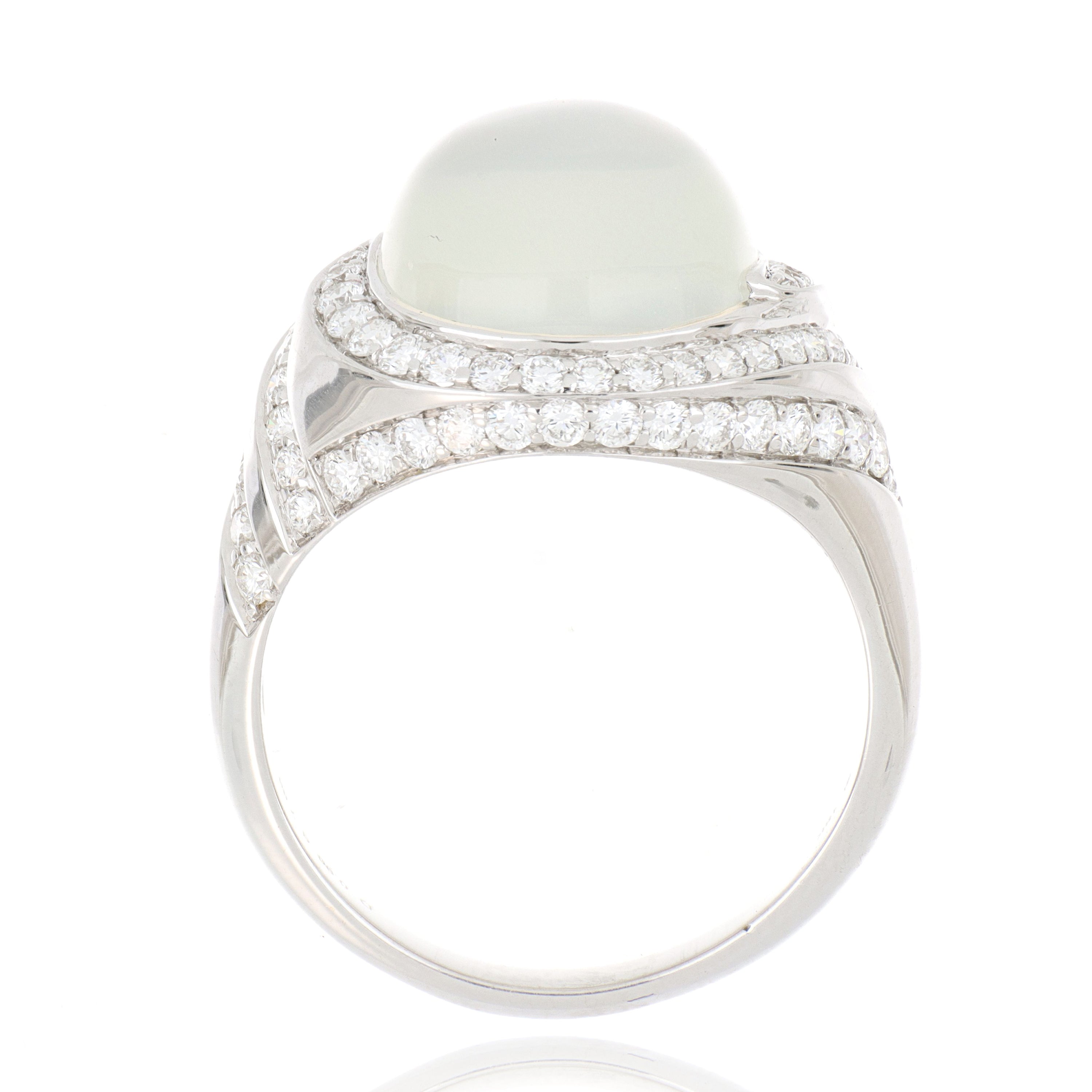 18k White Gold Moonstone and Diamond Cocktail Ring