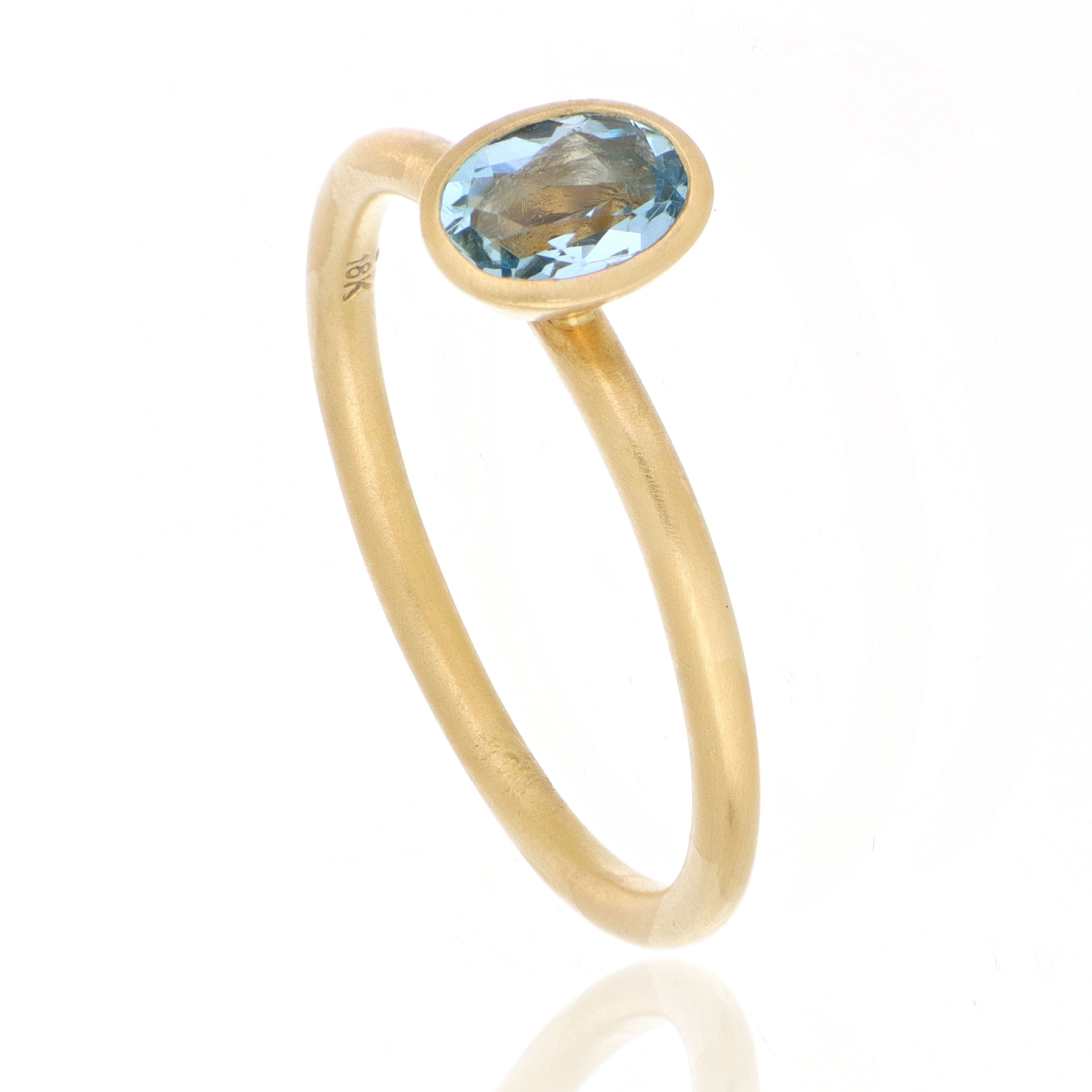 18k Yellow Gold Aquamarine Yum Drop Ring