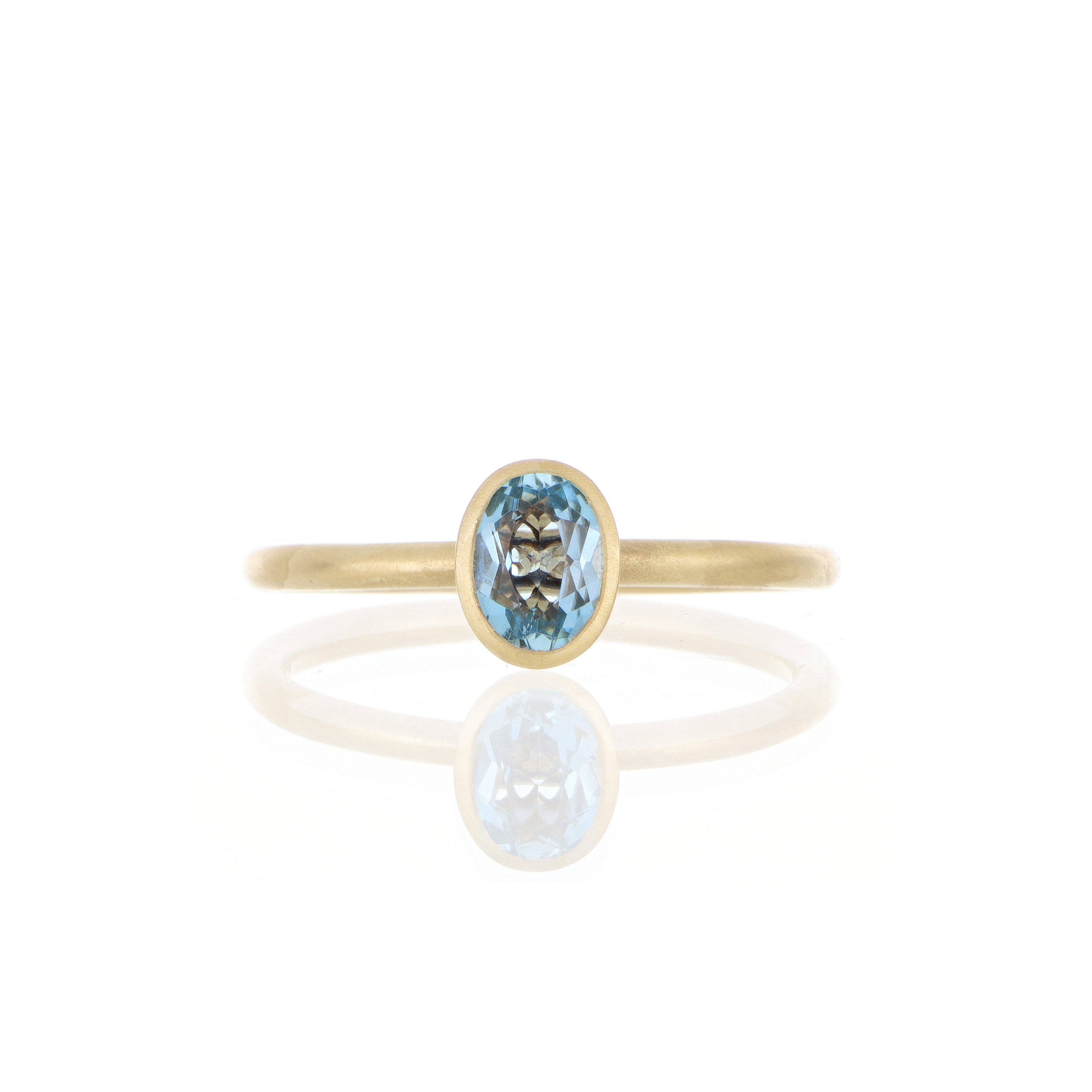 18k Yellow Gold Aquamarine Yum Drop Ring